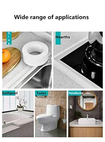 Oil Proof Caulk Tape Strip - PVC Self Adhesive Waterproof Sealing Tape for Kitchen Sink, Toilet, Bathroom, Shower & Bathtub - Prevents Leaks & Mold Growth in Wet Areas