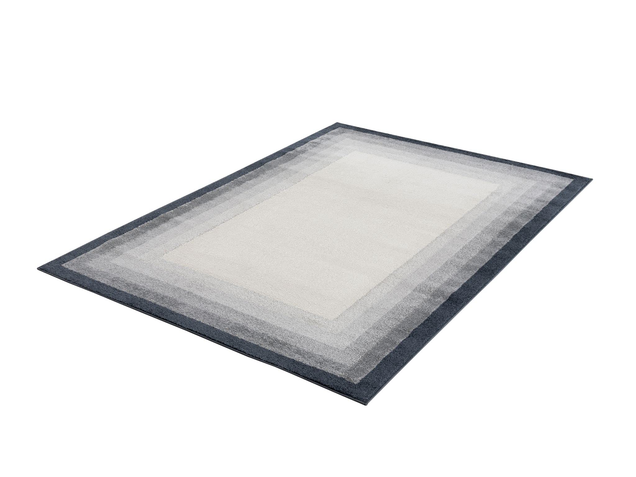 Abani Ivory Area Rug with Contemporary Tonal Grey Border - Modern 6’ x 9’ Dining Room Rug for Under Table - Soft Living Room Carpet, Bedroom Decor, Home Office Floor Mat