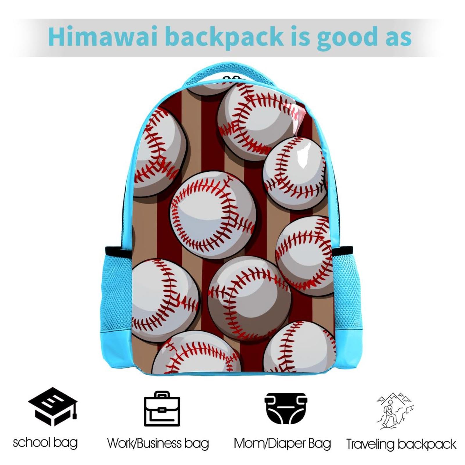 Men's & Women's Travel Backpack with Baseball Red Stripes - Durable Carry-On Backpack for Commuting, Hiking & Air Travel