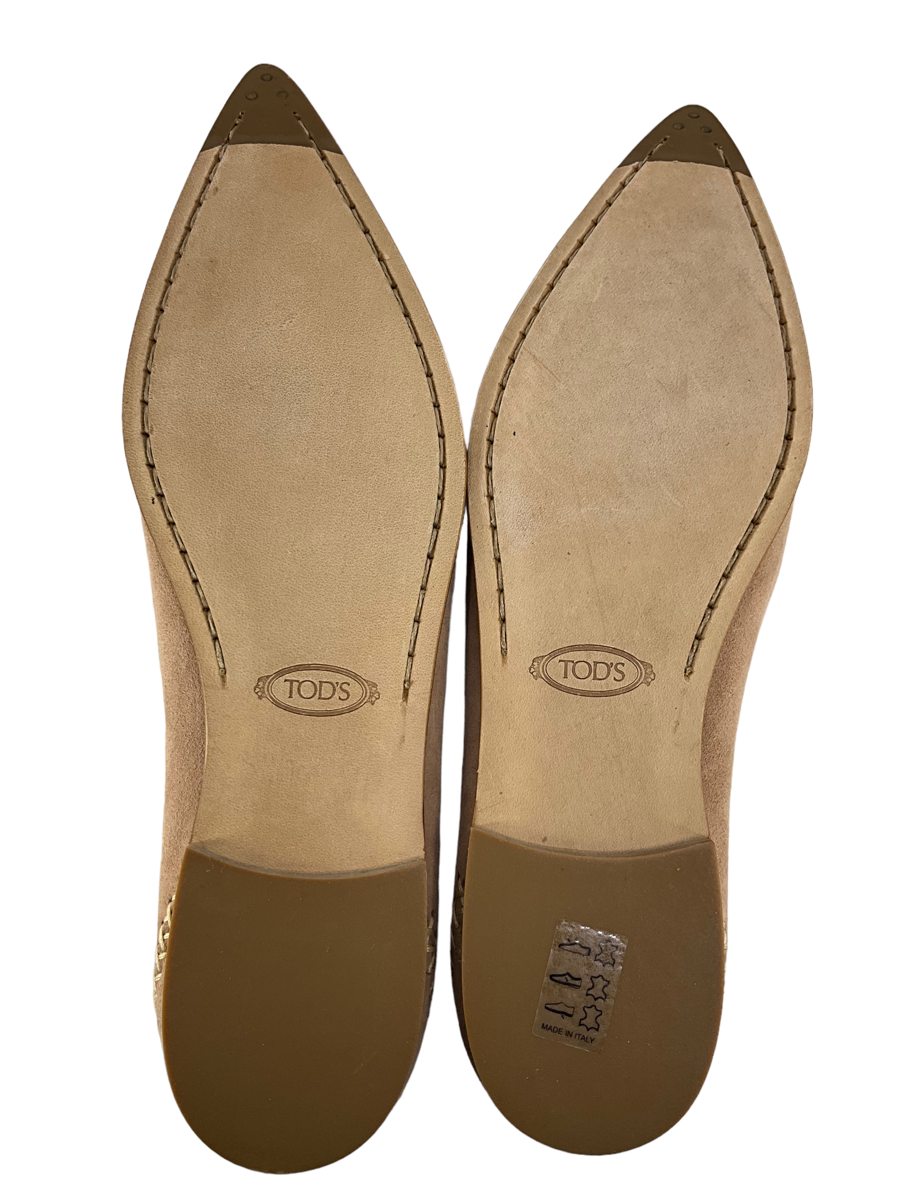 Tod's Pointed Toe Stitched Suede Loafers for Women - Size 8.5 US - Comfortable & Stylish Slip-On Shoes for Office, Business & Casual Wear