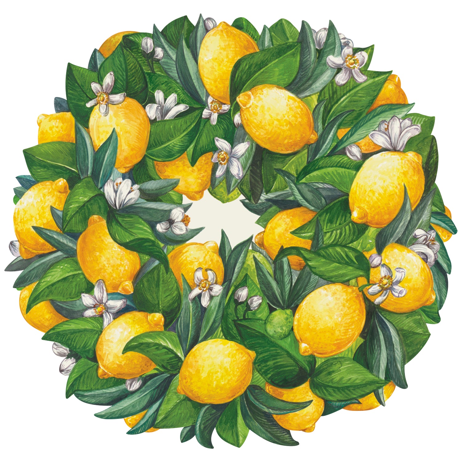 Lemon Wreath Placemats for Dining Table - Round Die-Cut Vinyl Table Mats for Kitchen, Party, and Home Decor - Set of 4 Waterproof Place Mats for Everyday Use and Special Occasions