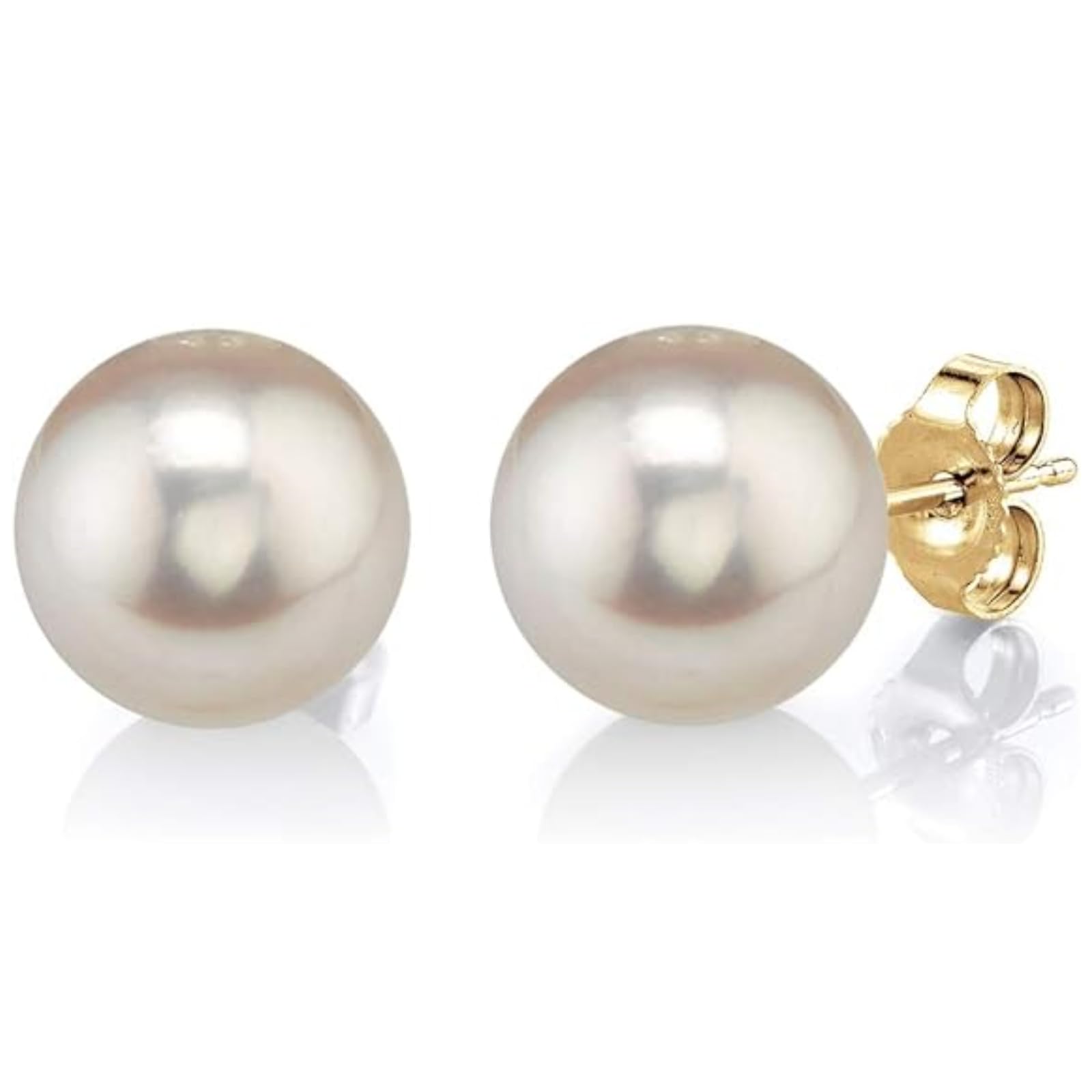 AAAA Quality Round White Freshwater Pearl Earrings for Women - 14k Gold Stud Earrings with Genuine Cultured Pearls | Hypoallergenic, 8.0-8.5mm | Perfect Gift for Christmas, Holidays, Anniversary & Special Occasions | Elegant Jewelry for Weddings, Parties & Everyday Wear