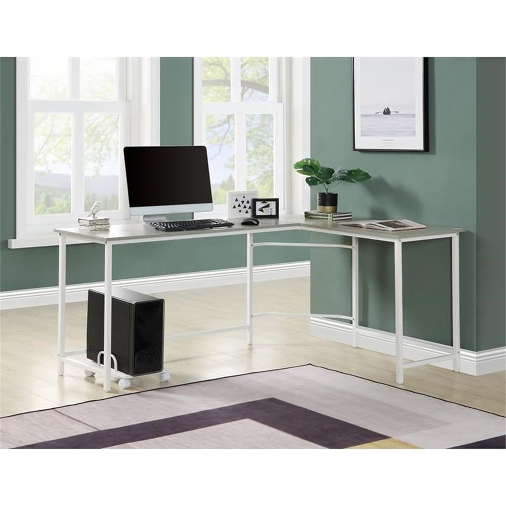 Acme Bambina Wooden Computer Desk with Keyboard Tray - Gray & White Home Office Desk for Small Spaces, Work from Home & Study