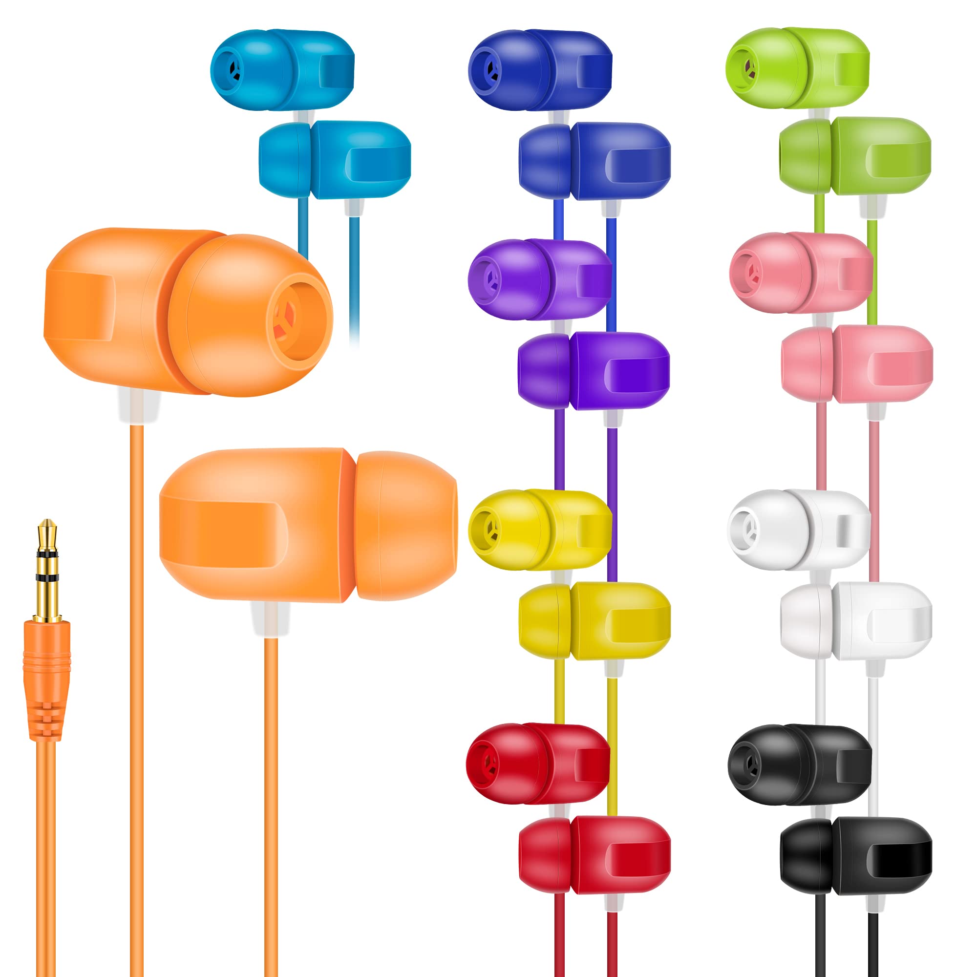 30 Pack Bulk Classroom Earbuds for Kids - Durable School Headphones for Boys, Girls & Toddlers (10 Color Mix) - Perfect for Classroom Learning, Online Education & Library Use