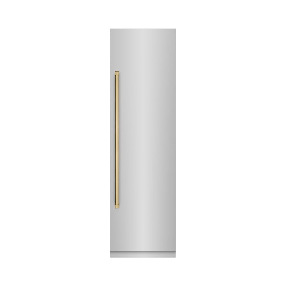 ZLINE Autograph Edition 24-Inch 12.5 cu ft Stainless Steel Column Refrigerator - Graphite Gray Interior & Champagne Bronze Accents (RCRVZ 30424 CB) - Perfect for Modern Kitchens, Open-Concept Homes & Luxury Condos