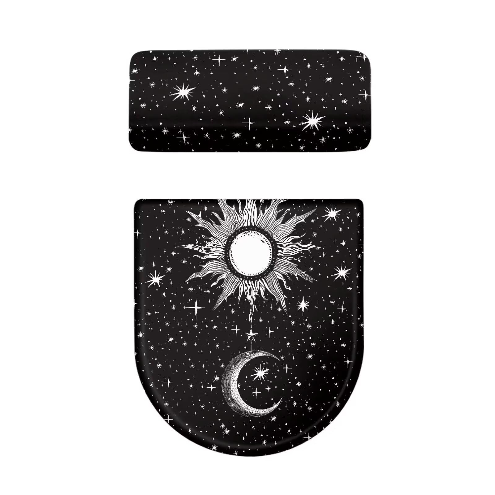 Gothic Sun Moon Toilet Lid Cover & Tank Cover Set - Soft Plush Bathroom Decor for Most Toilets - Perfect for Halloween, Gothic, and Fantasy Themed Bathrooms