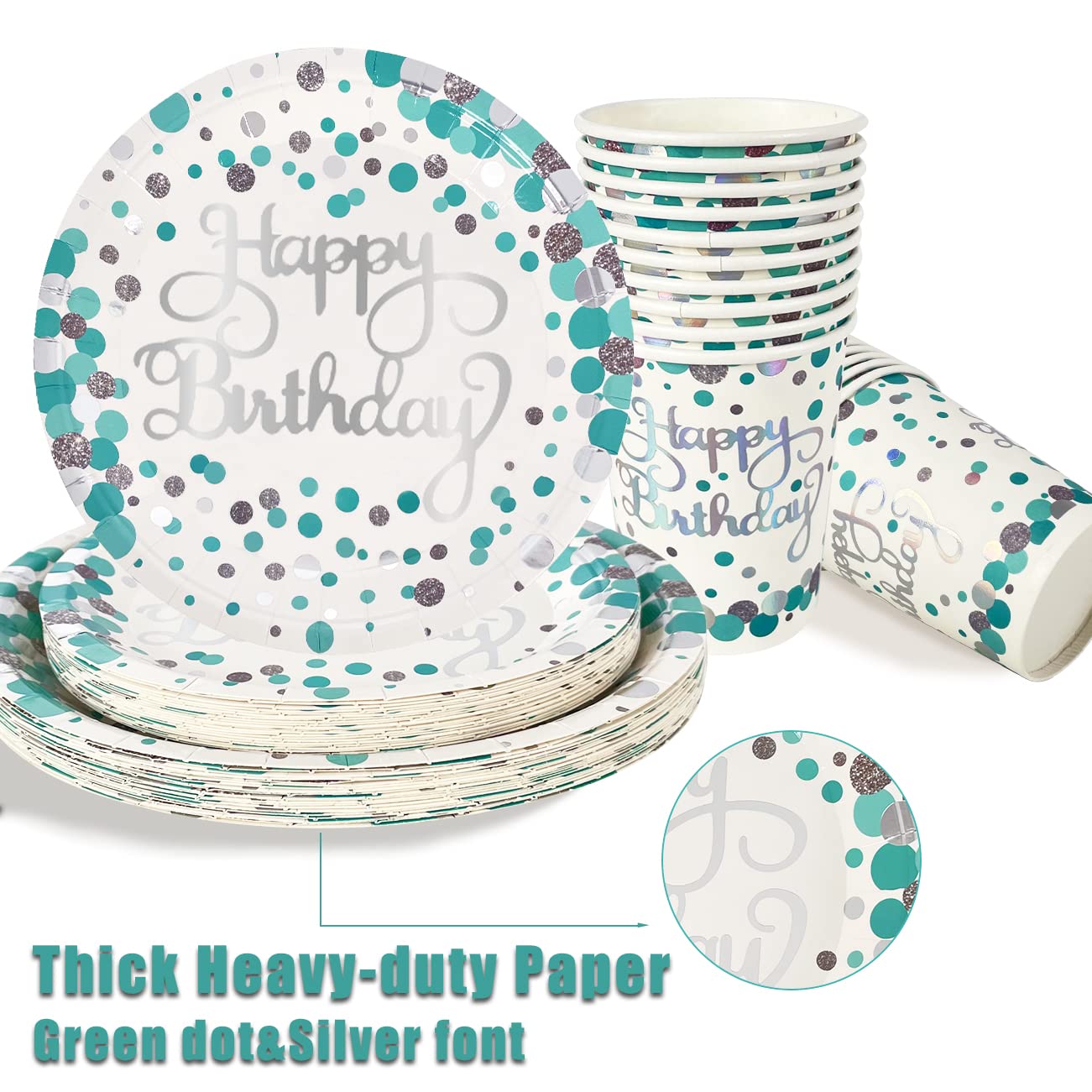 Teal Blue Birthday Party Supplies for 20 Guests - 80-Piece Set with Plates, Cups, Napkins, Balloons, Banner, Sash, Cake Topper & Curtains | Perfect for Baby Showers, Bridal Showers & Birthday Celebrations