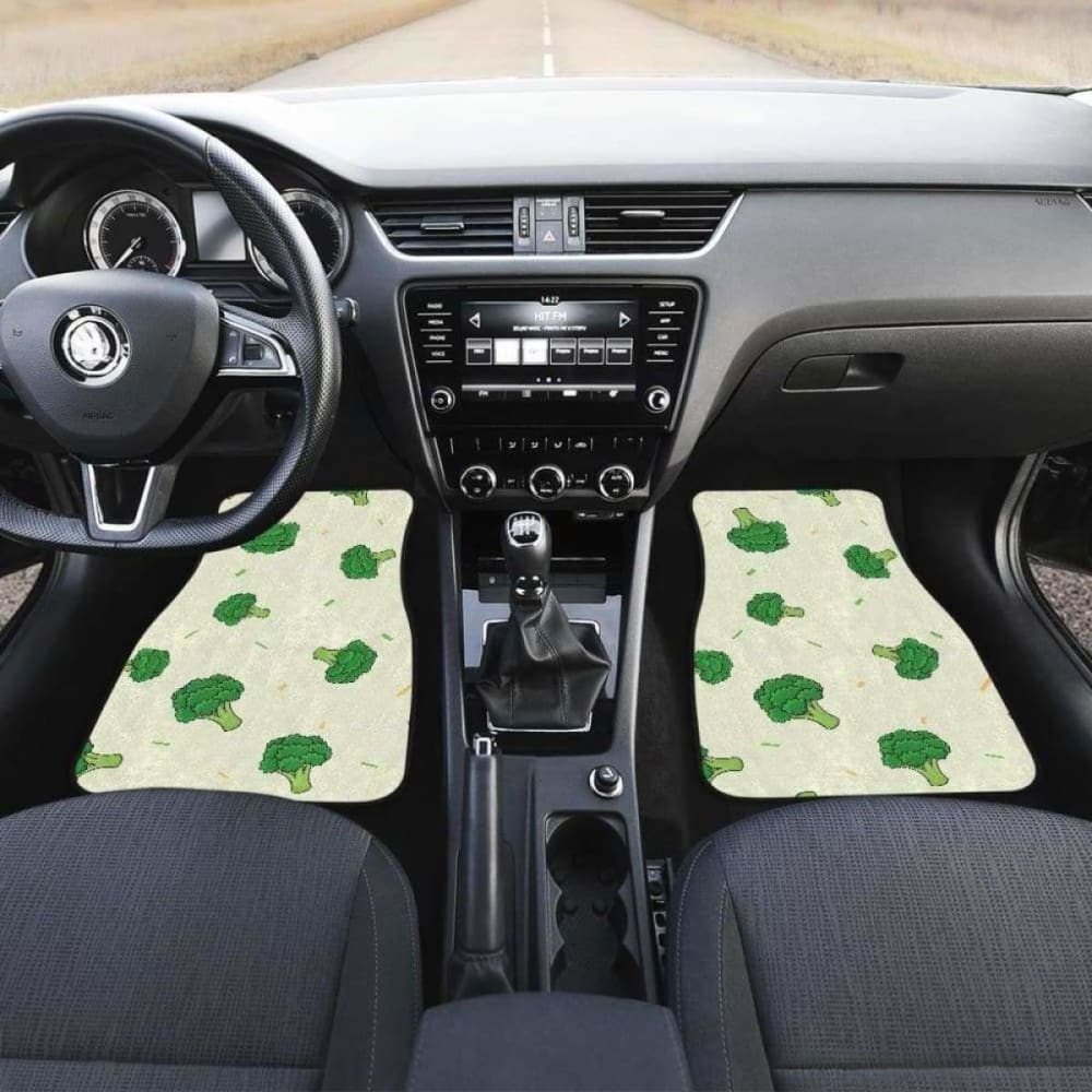 Broccoli Pattern Front and Back Car Mats - Non-Slip Custom Fit Floor Liners for Cars, SUVs, Trucks - Perfect for Road Trips, Daily Commute & Family Travel