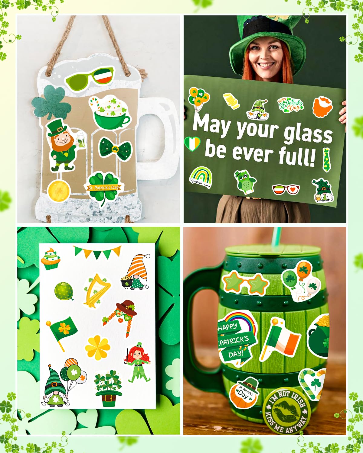 24 Sheets St. Patrick's Day Stickers for Kids - Irish Themed Party Favor, DIY Crafts & Decorations - Perfect for Scrapbooking, School Projects & Holiday Celebrations