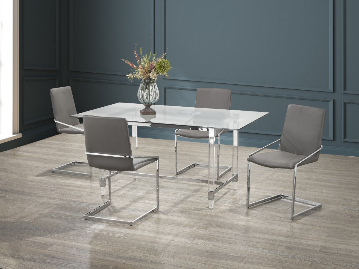 5-Piece Grey Dining Room Set - Modern Kitchen Table & Chairs for Small Spaces, Family Meals & Entertaining Guests