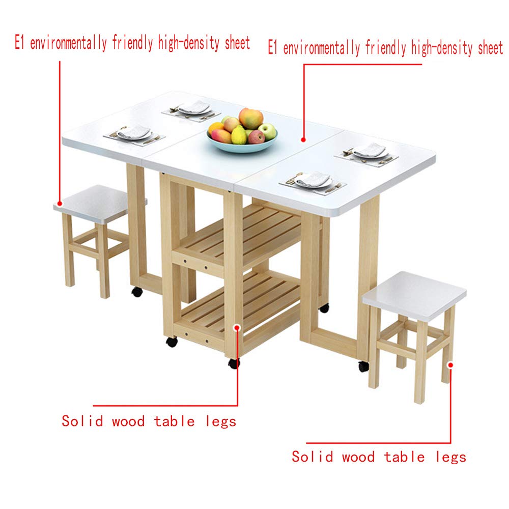 Expandable Solid Wood Dining Table and Chair Set - Space-Saving Folding Rectangular Table for Small Apartments, Modern Minimalist Kitchen Furniture | Perfect for Breakfast Nook, Studio Living & Compact Dining Spaces