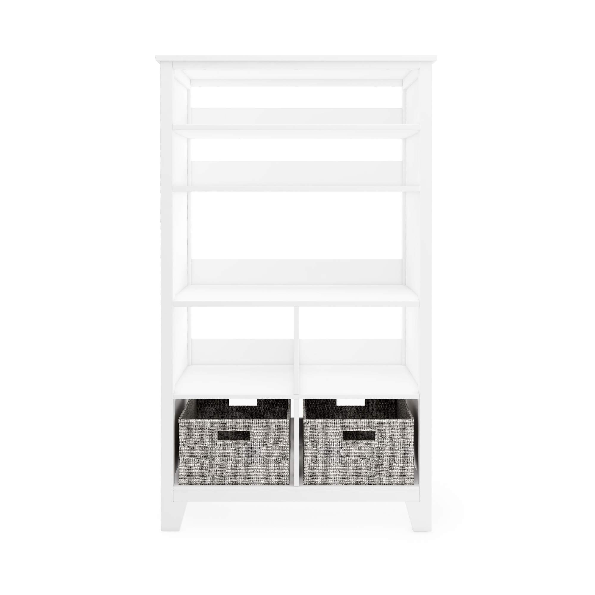 Martha Stewart Kids' Tall Bookcase - 48 Inch Wooden Storage Organizer with Fabric Bins, Creamy White - Perfect for Playroom, Bedroom & Nursery Organization