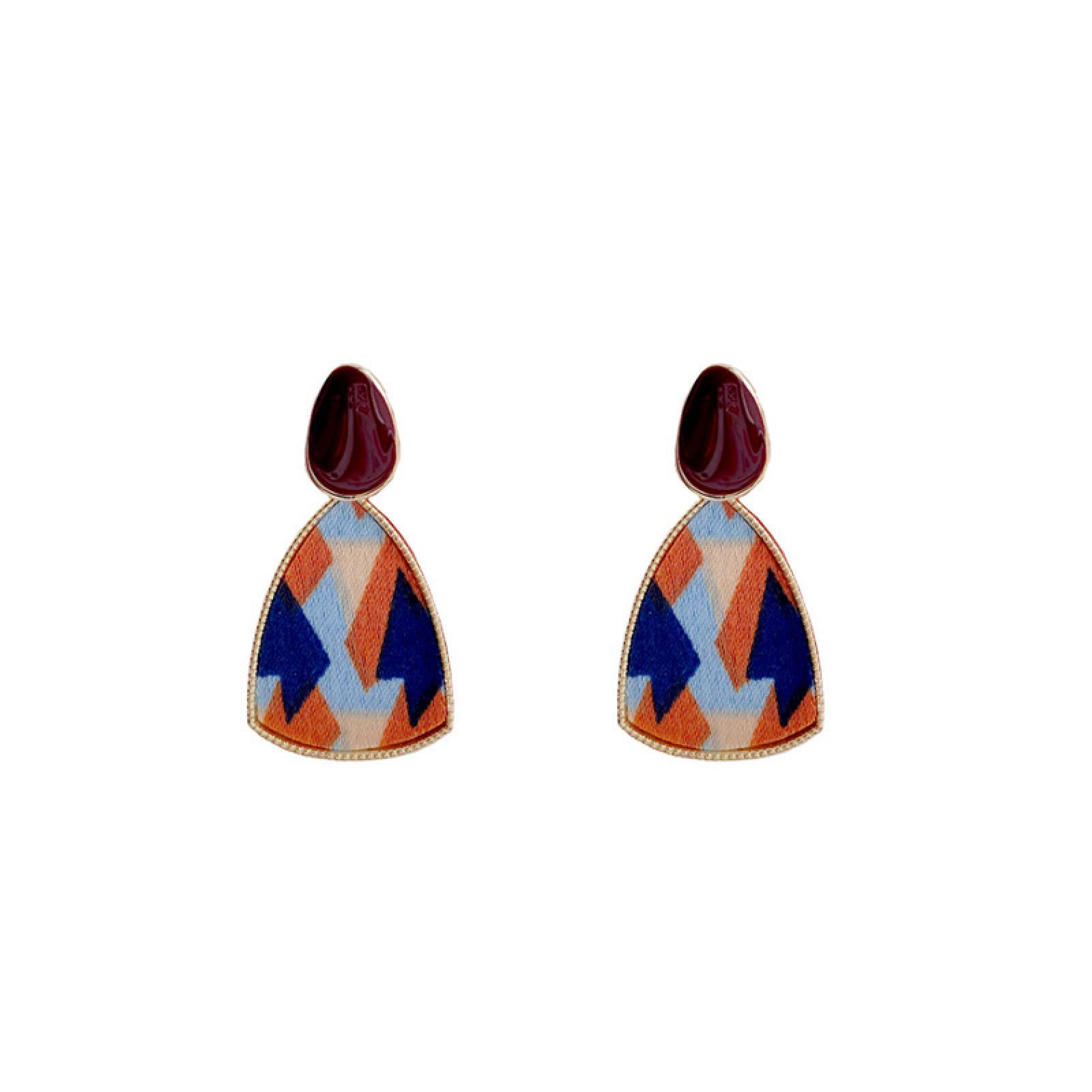 Vintage French Drip Glaze Floral Stud Earrings for Women - Autumn Winter Stitched Flannel Silver Needle Earrings | Perfect for Holiday Parties, Office Wear & Casual Outfits