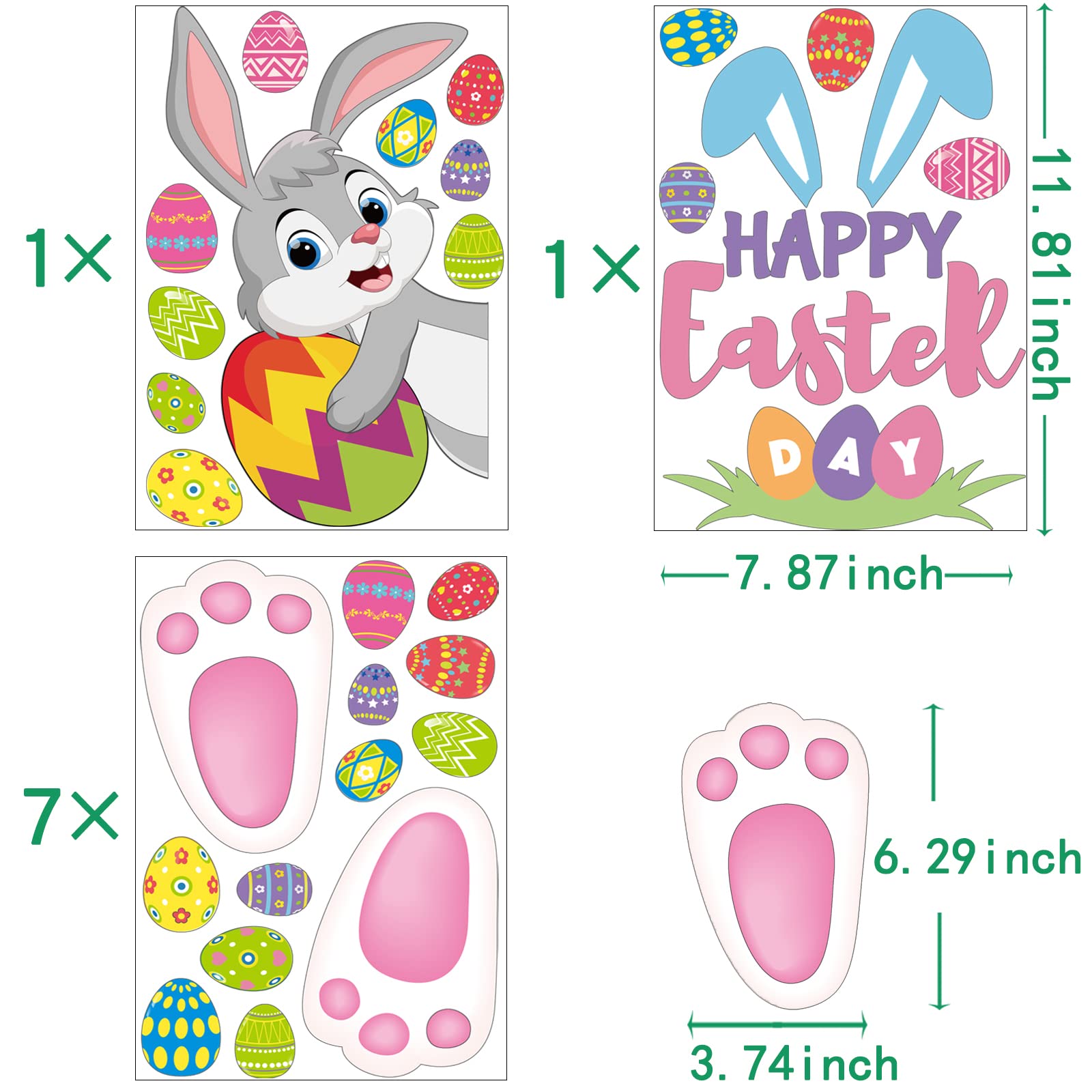 110 Pcs Easter Bunny Footprint Stickers - No Residue Peel & Stick Floor Decals - 14 Rabbit Footprint Designs for Easter Decorations, Egg Hunts & Kids' Activities - Perfect for Home, Classroom & Party Scenes