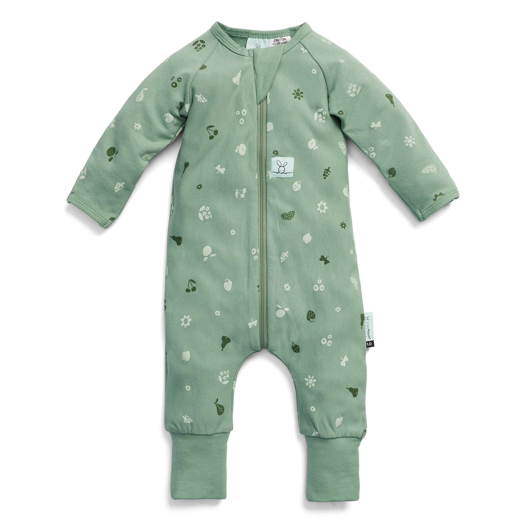 ErgoPouch 1.0 TOG Long Sleeve Sleep Zip Bodysuit - Sweet Orchard Print - Baby Sleepwear for Comfortable Nights & Daycare