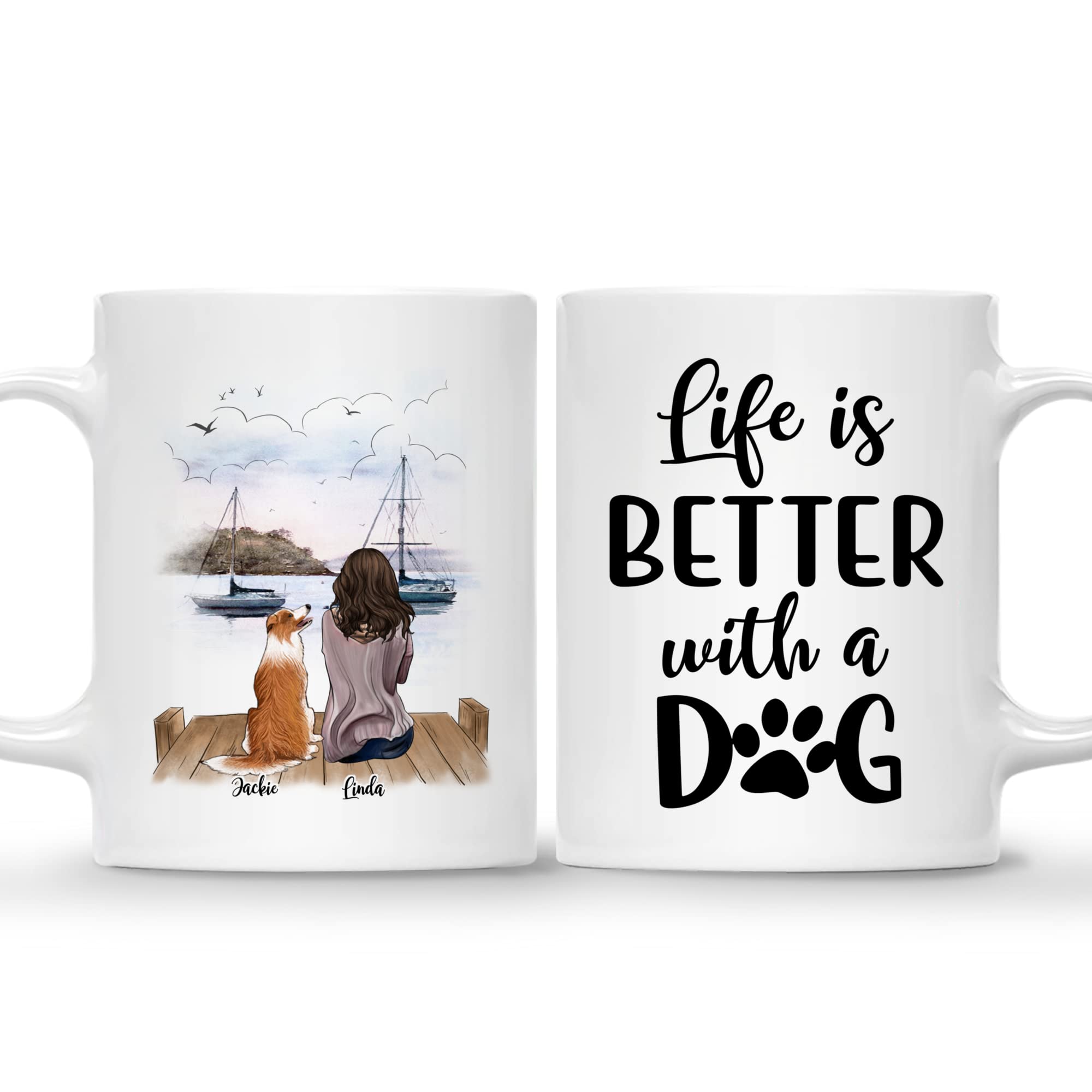 Personalized Dog Lover Coffee Mug - Custom 11oz or 15oz Ceramic Cup with 'Life Is Better With A Dog' Design - Perfect Gift for Dog Moms & Pet Owners - Ideal for Coffee, Tea, or Office Use
