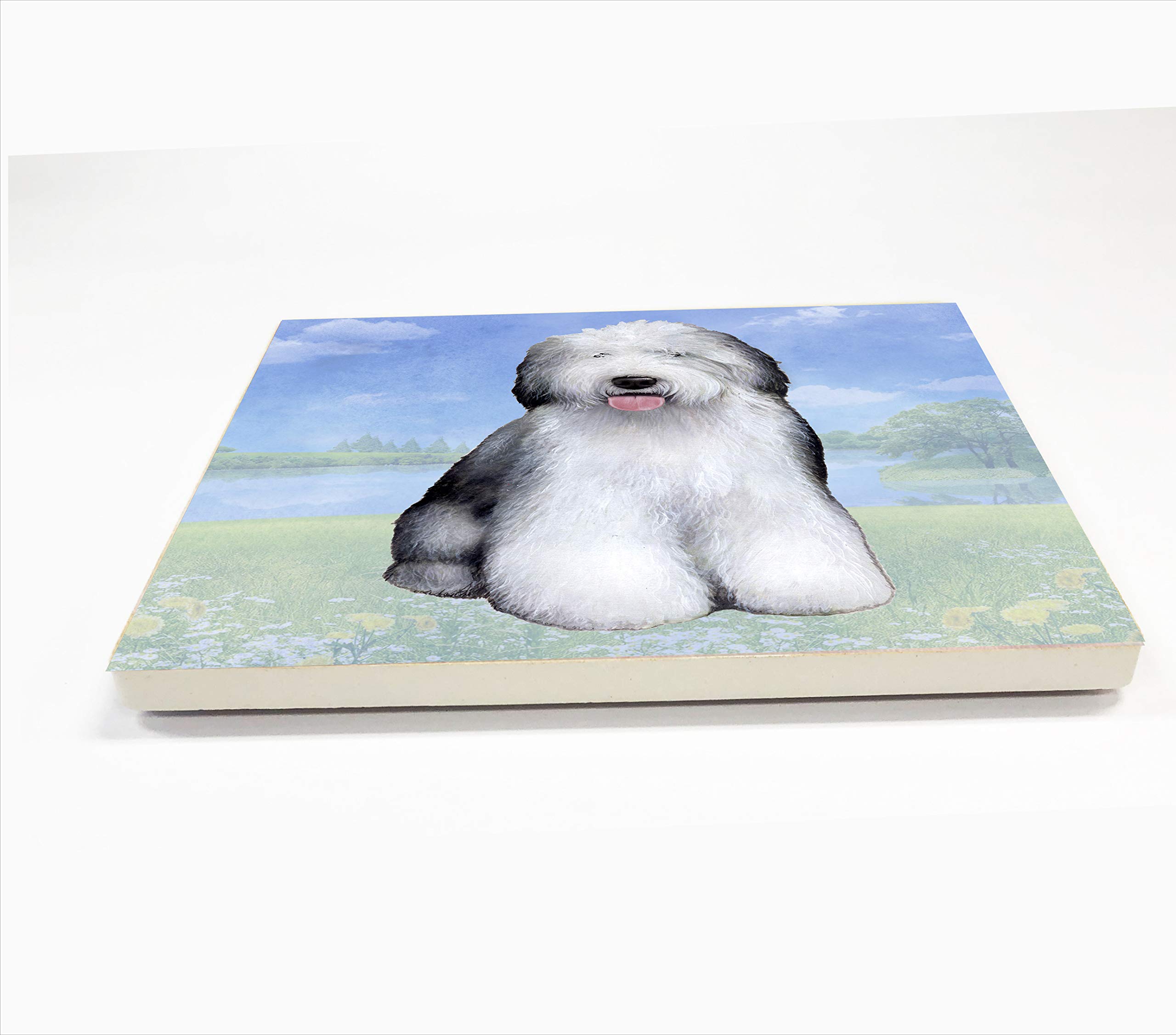 E&S Imports Ceramic Coaster Set with Old English Sheepdog Design - Perfect for Coffee Tables, Home Decor & Gift Giving