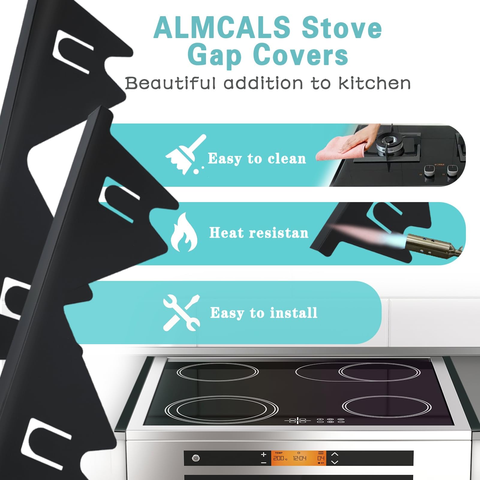 ALMCALS 2-Pack Stainless Steel Stove Gap Covers - Adjustable Retractable (13.8