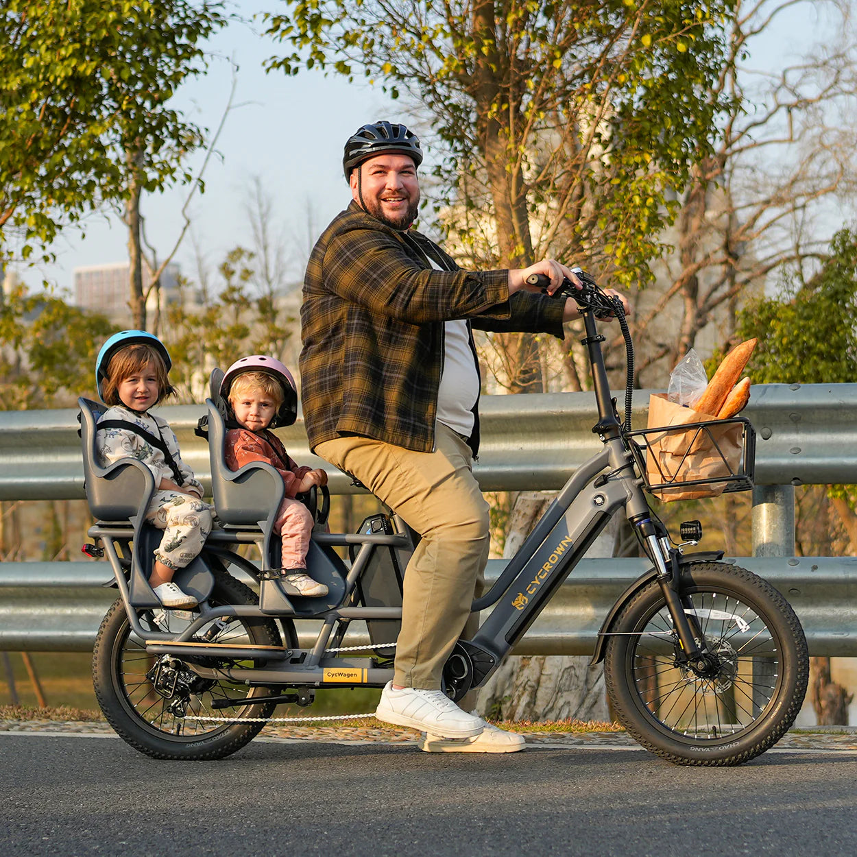 Cycrown CycWagen 48V Cargo Electric Bike with Dual Battery - 28 MPH & 120 Mile Range - Perfect for Urban Commuting, Grocery Shopping & Delivery Services