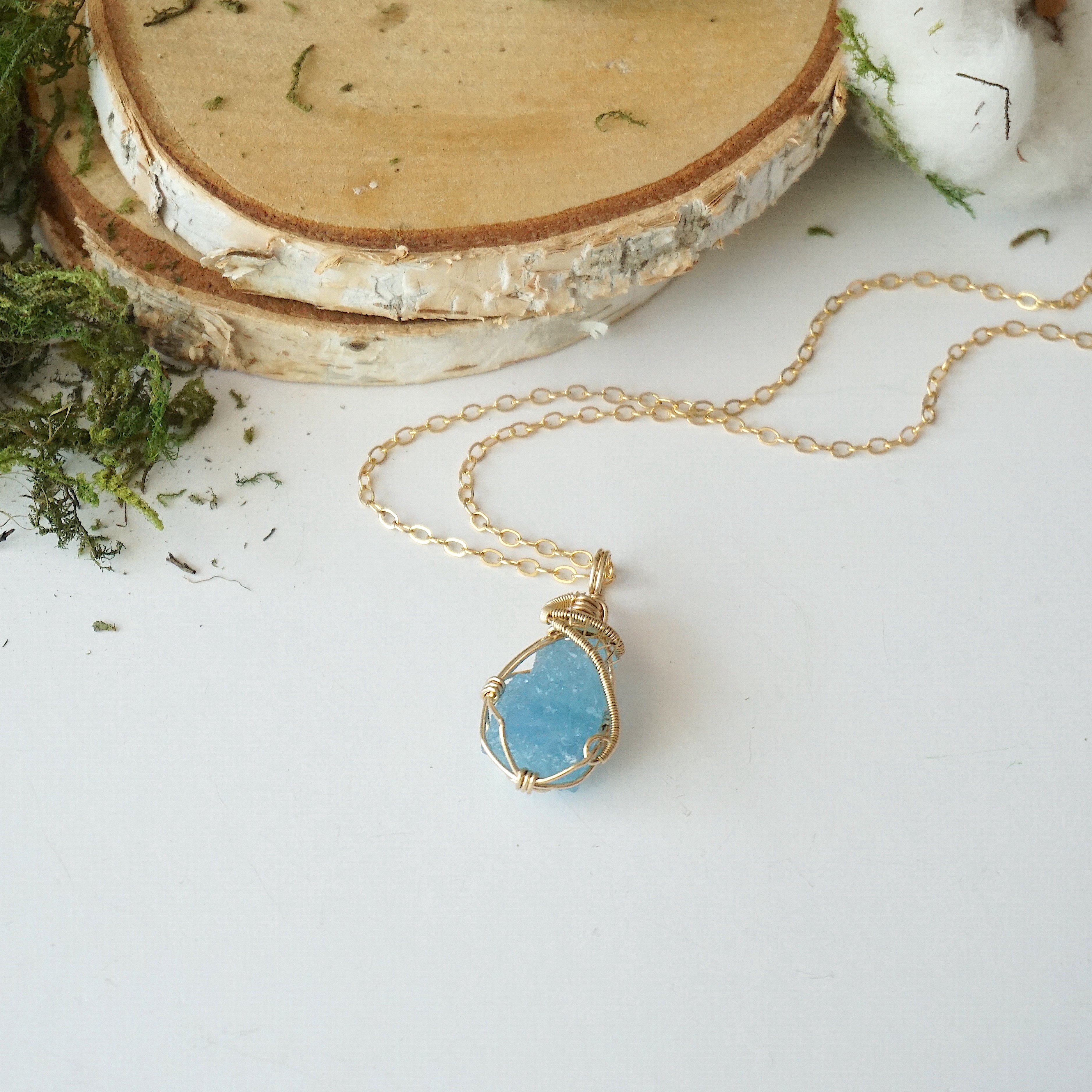 14K Gold Filled Aquamarine Pendant Necklace for Women - March Birthstone Jewelry Gift for Mom, Wife, or Girlfriend - Perfect for Weddings, Anniversaries & Everyday Elegance