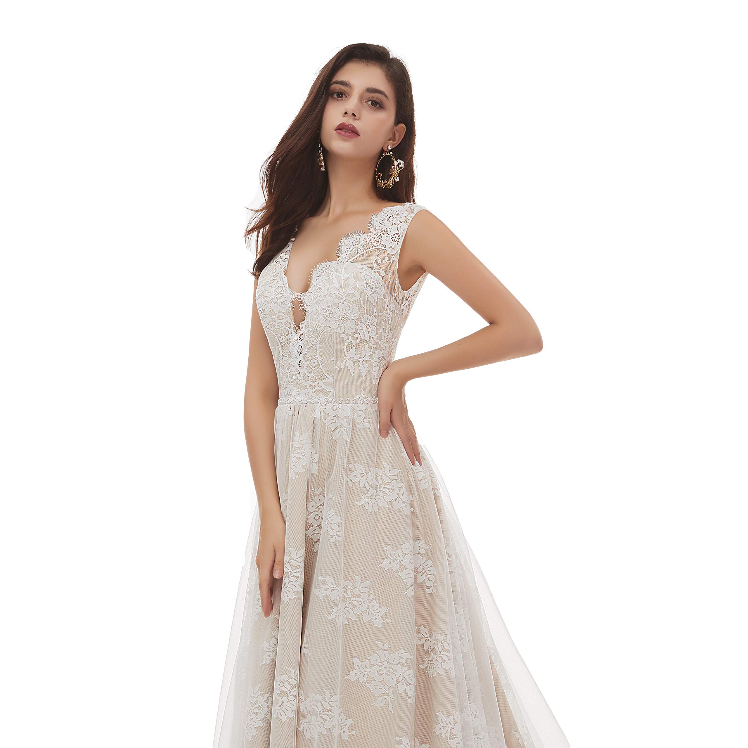 Elegant Backless Lace Wedding Dress for Beach Brides - Romantic Boho Bridal Gown with Sexy Open Back Design | Perfect for Beach Weddings, Vow Renewals & Destination Ceremonies