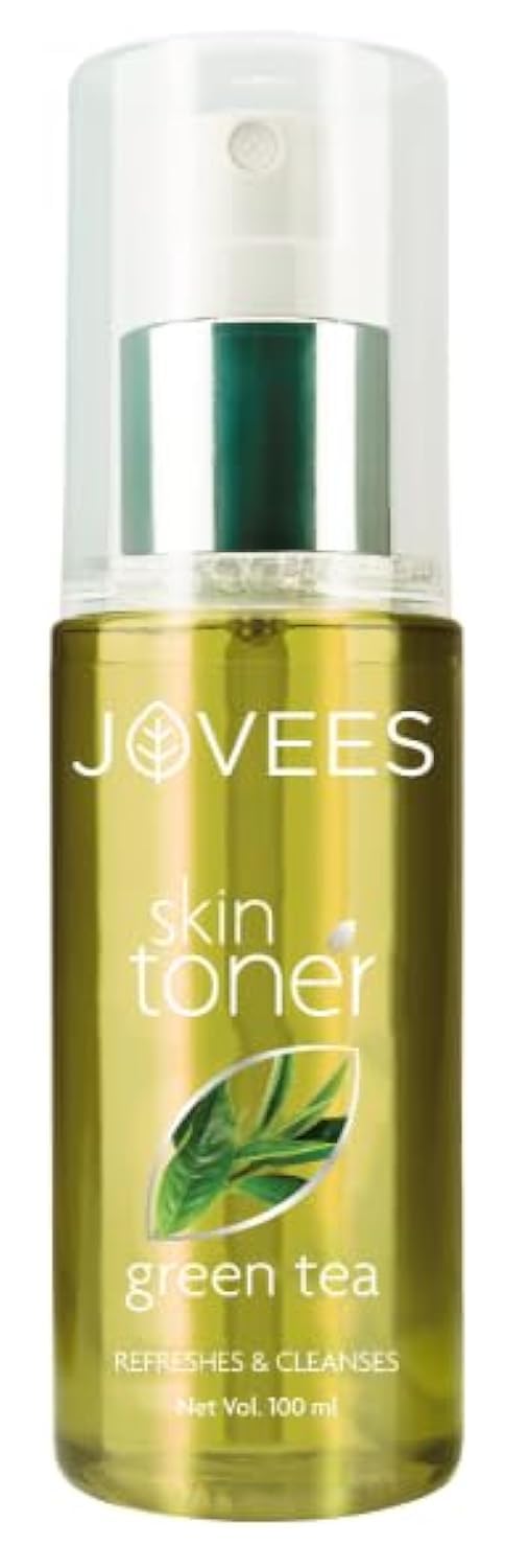Jovees Herbal Green Tea Skin Toner - Deep Cleansing & Hydrating Facial Toner for Oily & Acne-Prone Skin | Pore Minimizer | Paraben-Free, Alcohol-Free Formula | 100ml | Perfect for Daily Skincare Routine & Post-Cleansing Refreshment