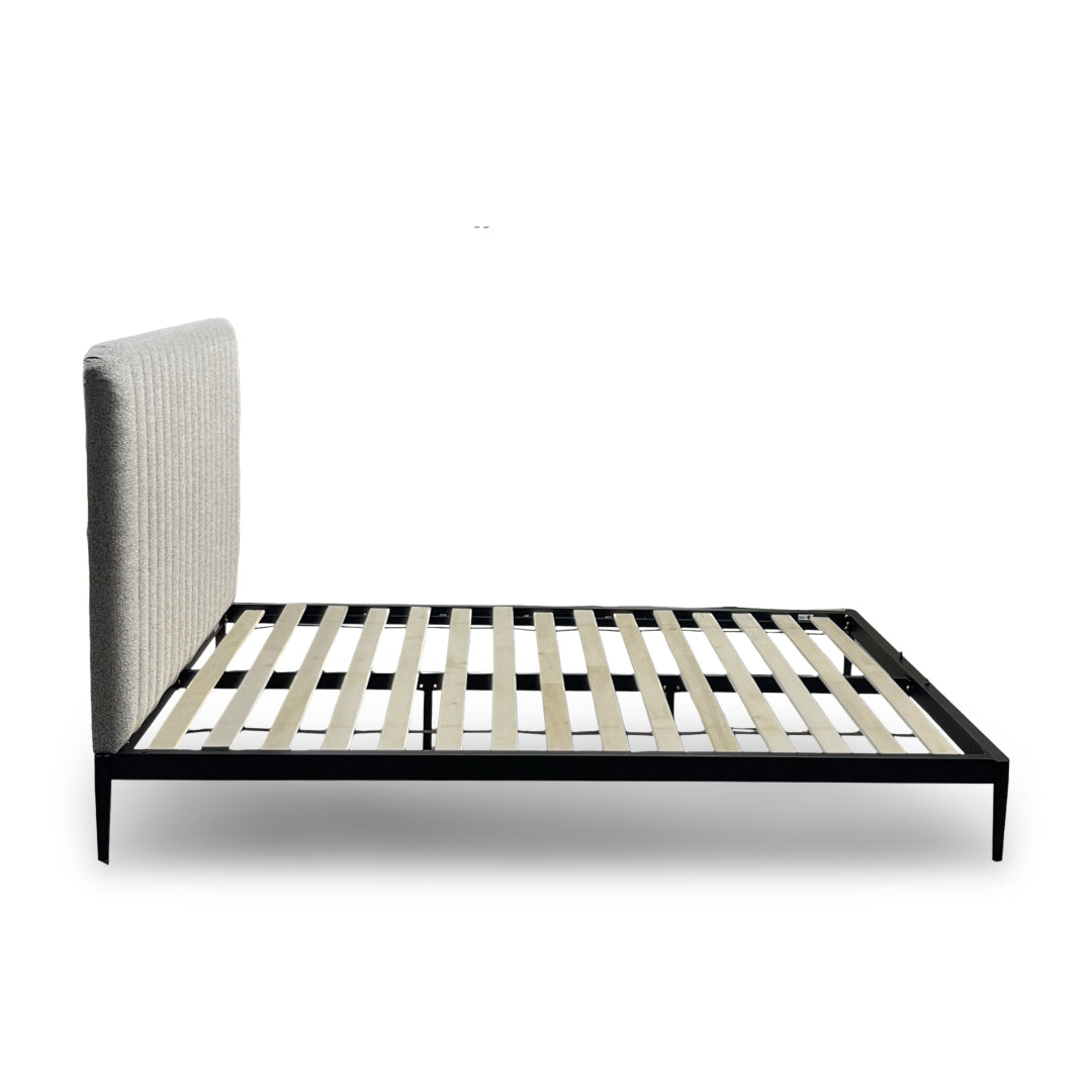 Mira Upholstered Queen Bed Frame with Button Tufted Headboard - Modern Fabric Platform Bed for Bedroom, Guest Room & Master Suite