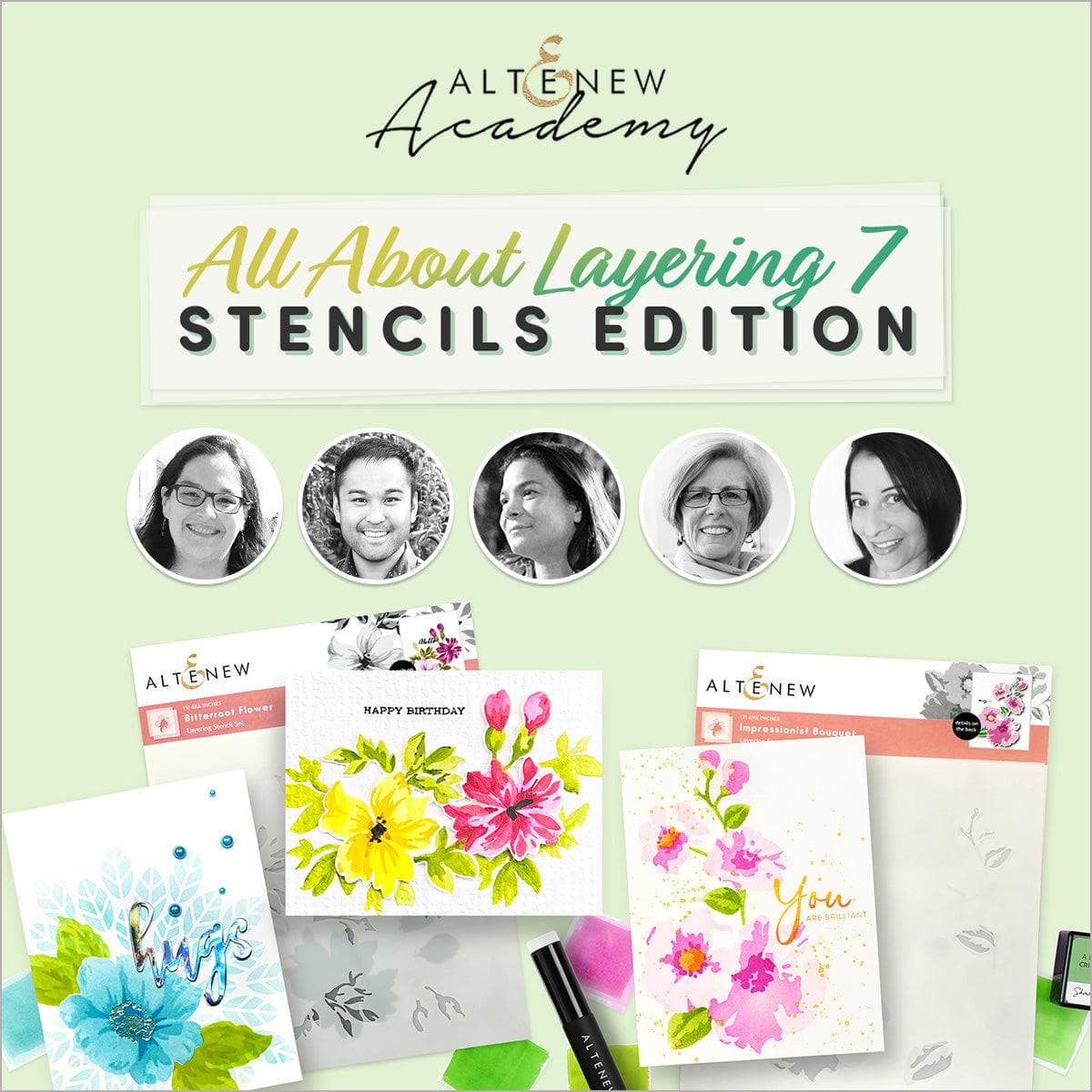 All About Layering 7 Stencil Edition - Online Card Making Class for DIY Scrapbooking & Handmade Greeting Cards | Perfect for Crafters and Paper Artists