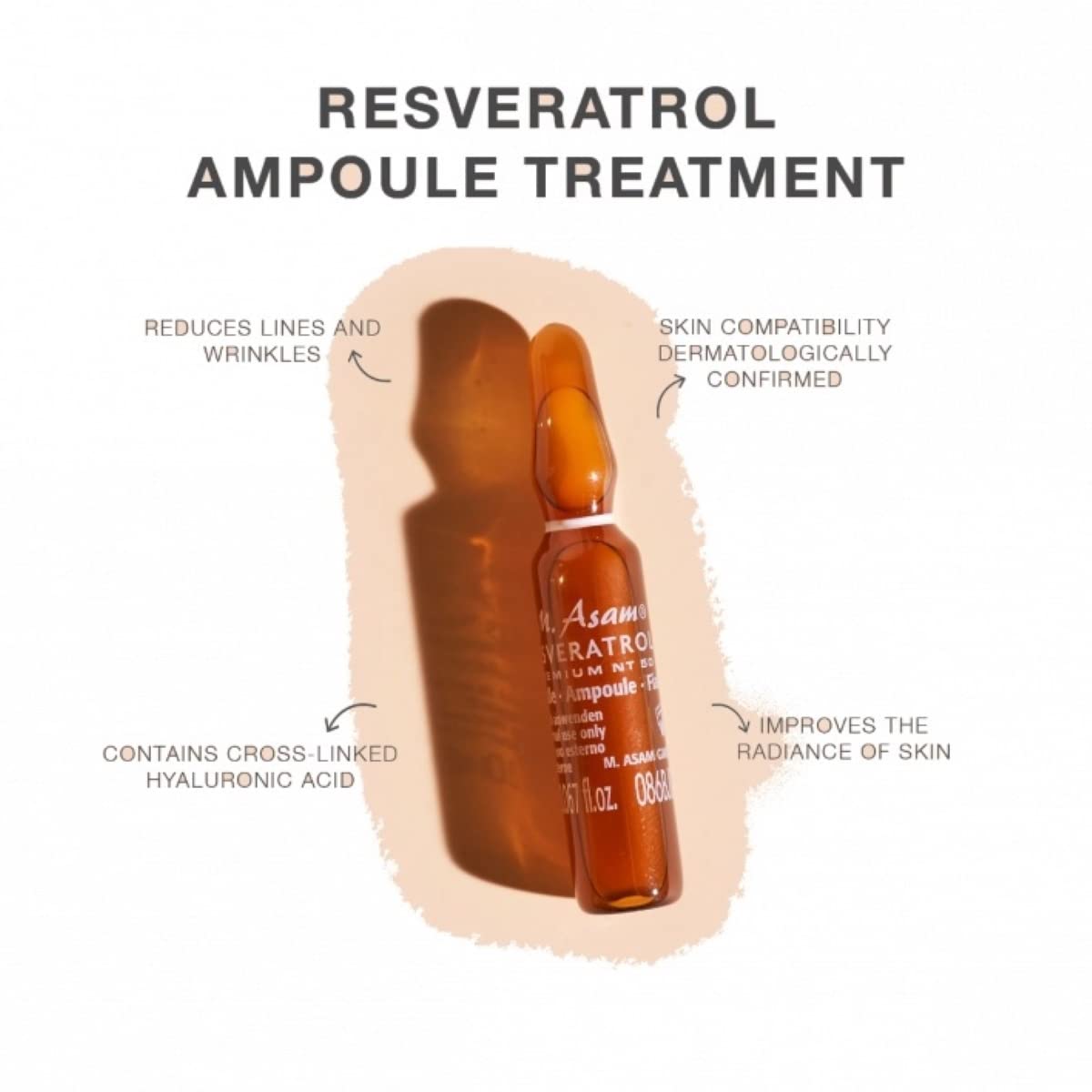 M. Asam Resveratrol Premium NT50 Face Serum Ampoules – Vegan Anti-Aging Treatment for Fine Lines, Wrinkles & Crow's Feet | 14-Day Intensive Facial Care (14x 0.067 FL Oz) | Perfect for Night Routine & Travel Skincare