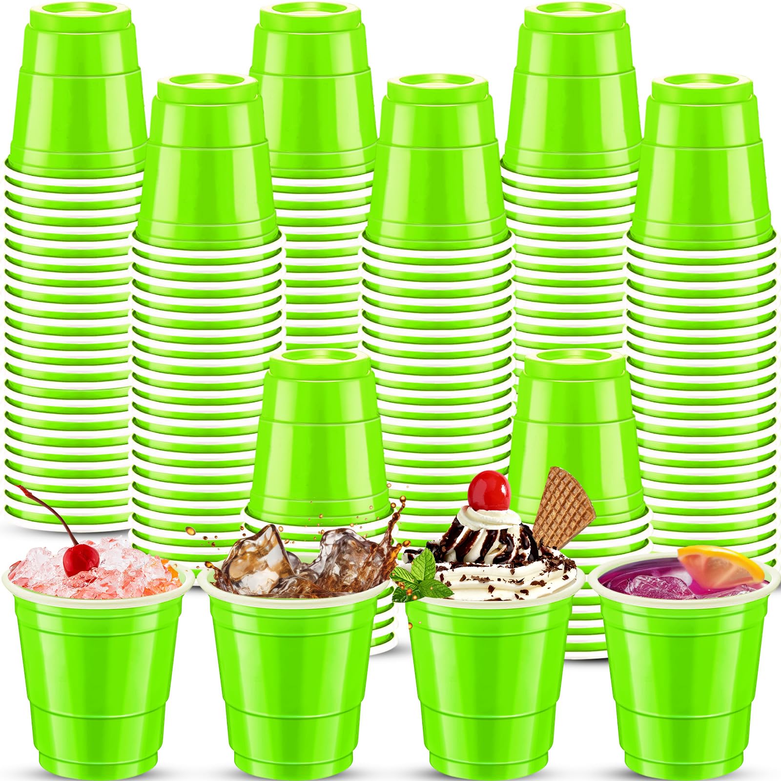 500-Pack Fluorescent Green Plastic Shot Glasses - 2 oz Disposable Party Cups for Cocktails, Jello Shots, Tastings, and Snacks | Perfect for Bars, Parties, and Events