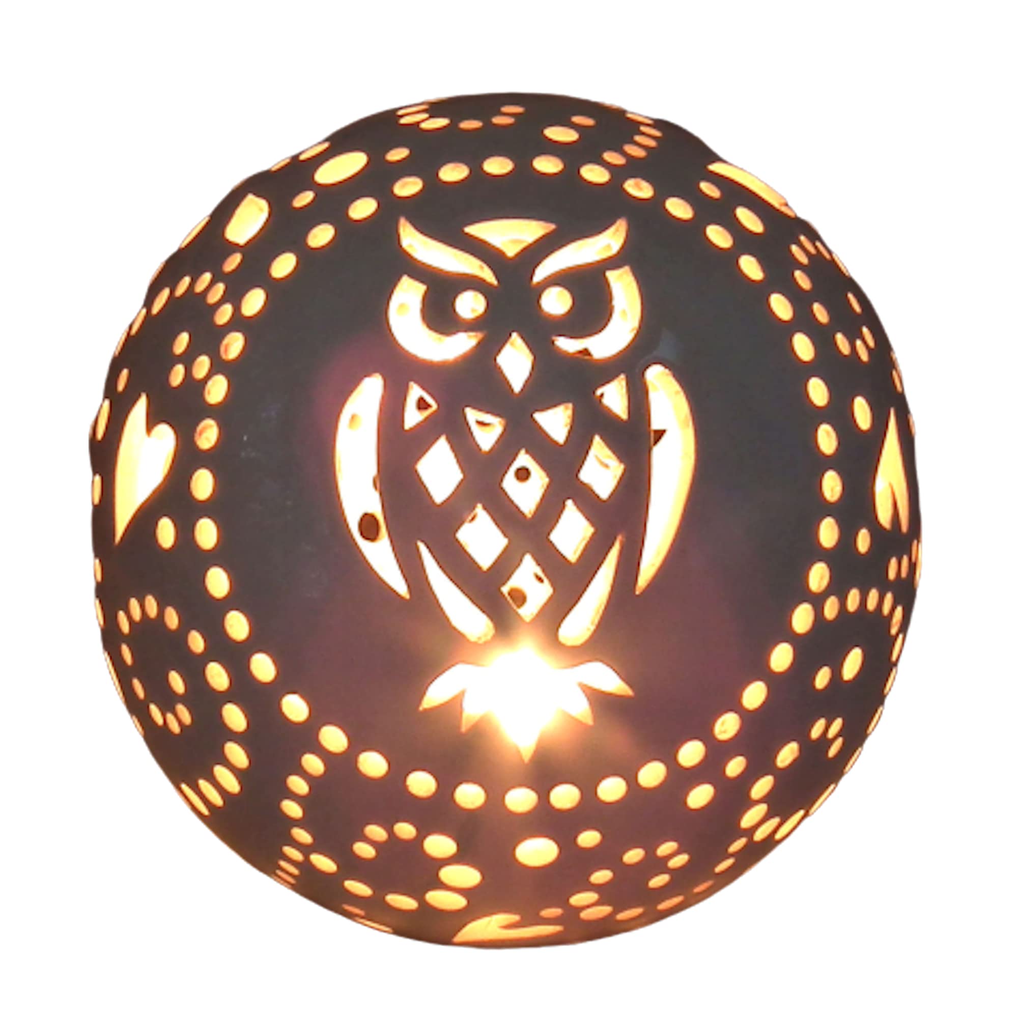 Handmade Owl Ceramic Lantern - Decorative Pottery Candle Holder with Bird Ornament, Night Light Lamp for Home Decor | Perfect for Bedroom, Living Room & Garden Parties