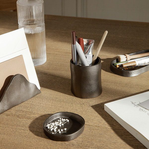 FERM LIVING Yama Round Tray - Blackened Aluminum Serving Tray for Coffee Table, Dining & Home Decor | Perfect for Entertaining, Display & Organization