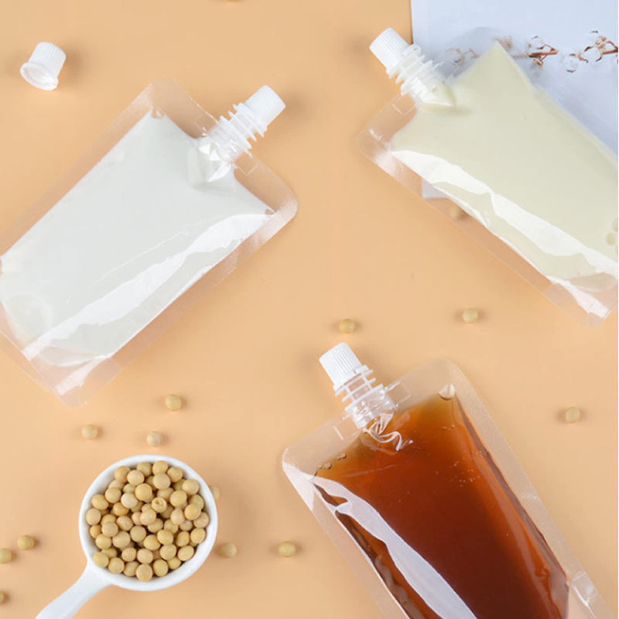 Squeezable Wax Melt Pouches - 20 Pack | 500 mL (10-15oz) Scented Liquid Wax in Clear Bottles with Lids & Stands | 7.5x5