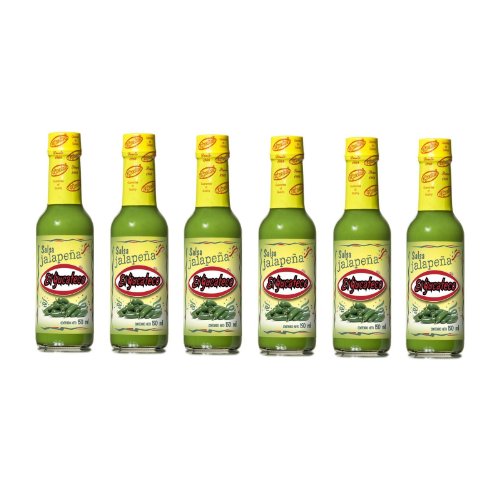 El Yucateco Jalapeno Hot Sauce 5 oz. (6-Pack) - Spicy Mexican Green Chile Pepper Sauce - Perfect for Tacos, Nachos, Wings & Grilling
