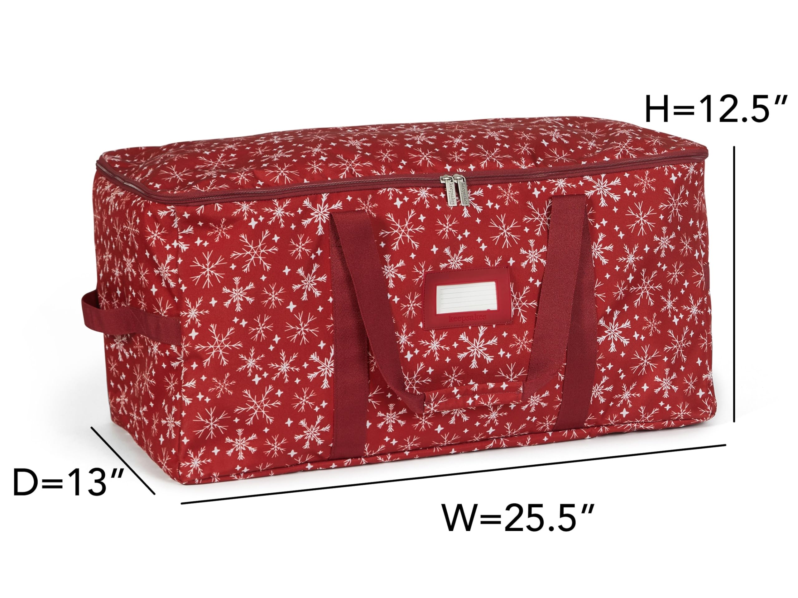 Covermates Keepsakes Adjustable Ornament Storage Bag with Carrying Handles & Padded Protection - Holiday Decoration Organizer for Christmas Tree Ornaments (Red Snowflake Design) - Perfect for Seasonal Storage & Home Organization