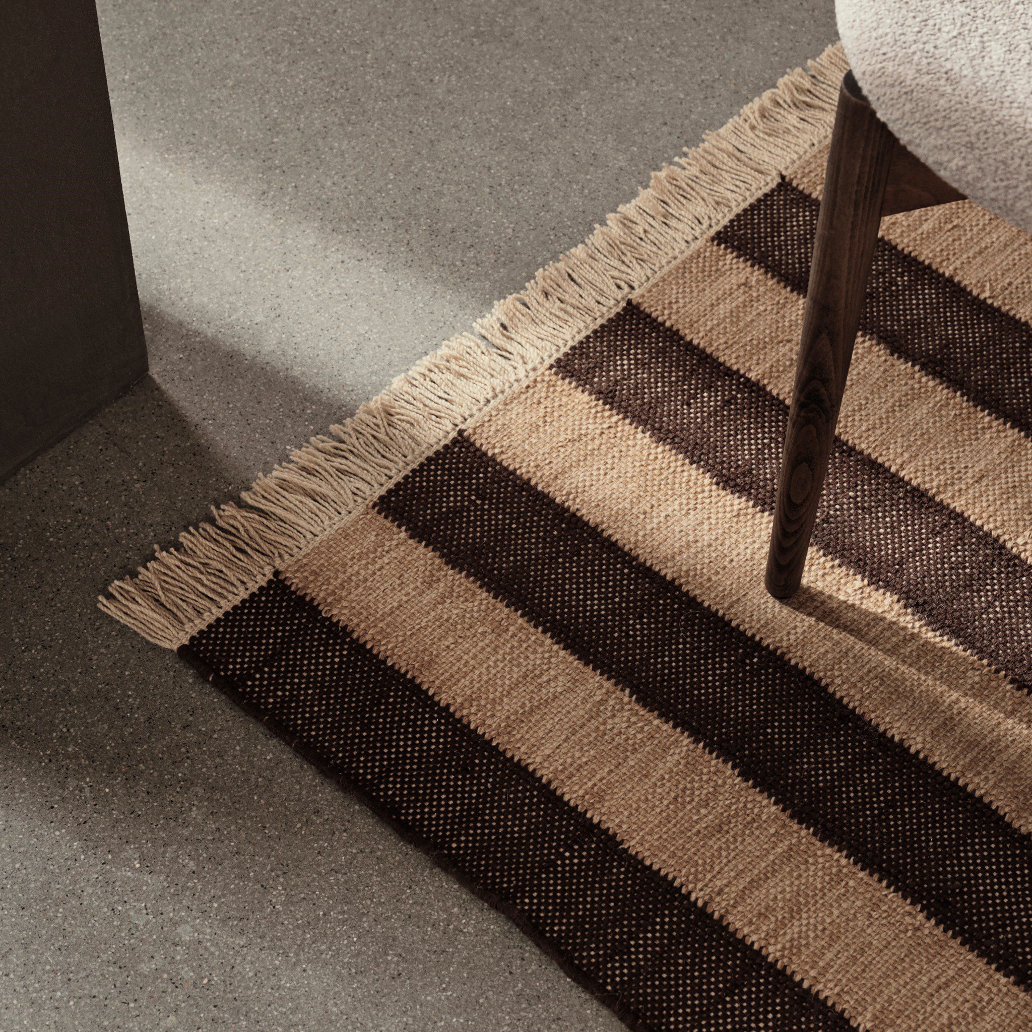 FERM LIVING Ives Runner Rug - Tan & Chocolate - 80x200cm - Non-Slip Kitchen Runner - Perfect for Hallway, Bedroom & Living Room Decor