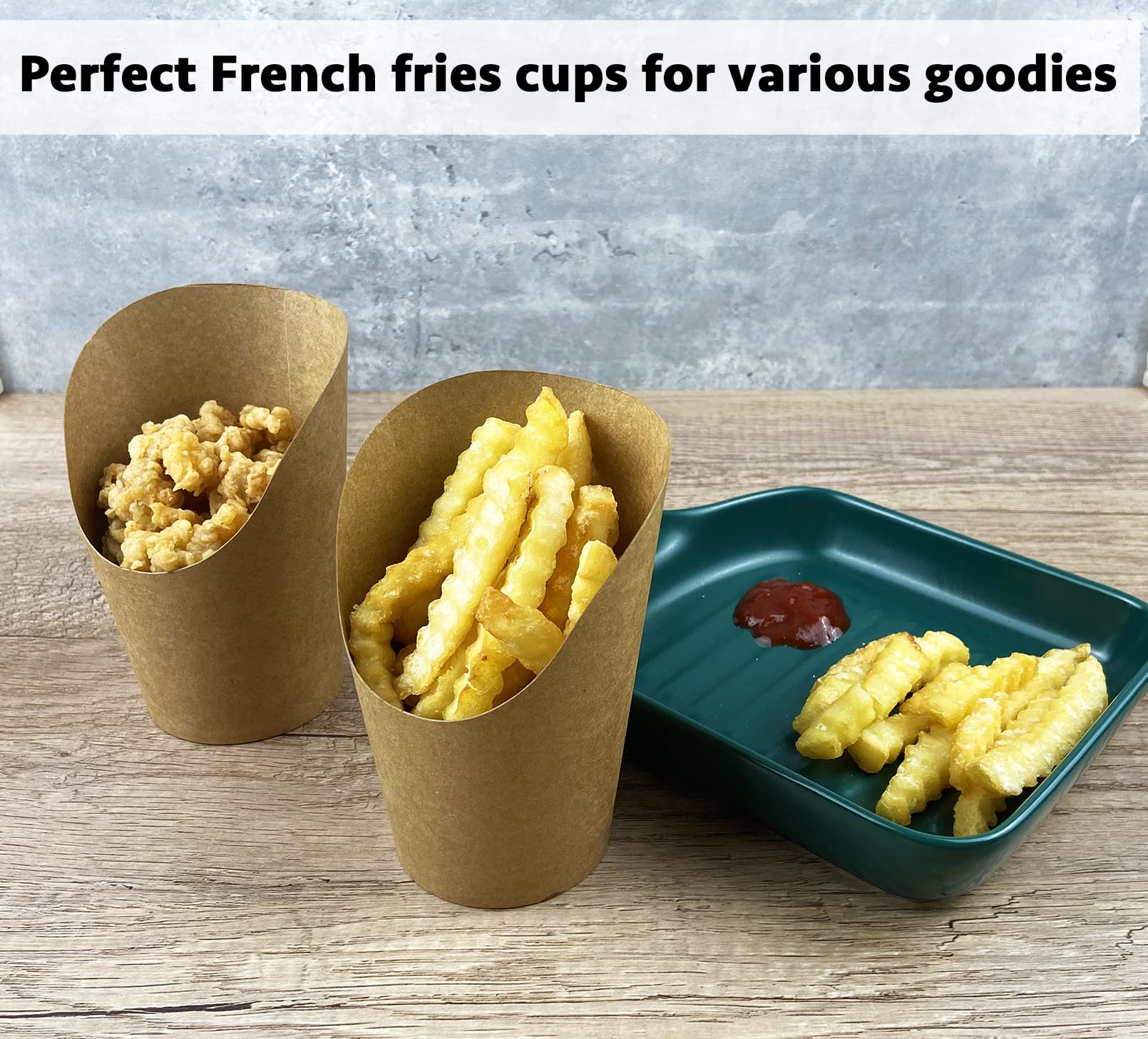 50 Pcs French Fries Holder, 12oz Disposable Paper French Fry Cups - Perfect for Parties, Charcuterie Boards & All Occasions - Ideal for Fast Food, Movie Nights & Outdoor Events