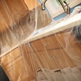 Cling Cover® Self Adhering Plastic Sheeting - Clear Protective Film for Windows, Furniture & Floors - Easy to Apply & Remove, No Residue - Ideal for Home Renovation, Painting & Moving Protection