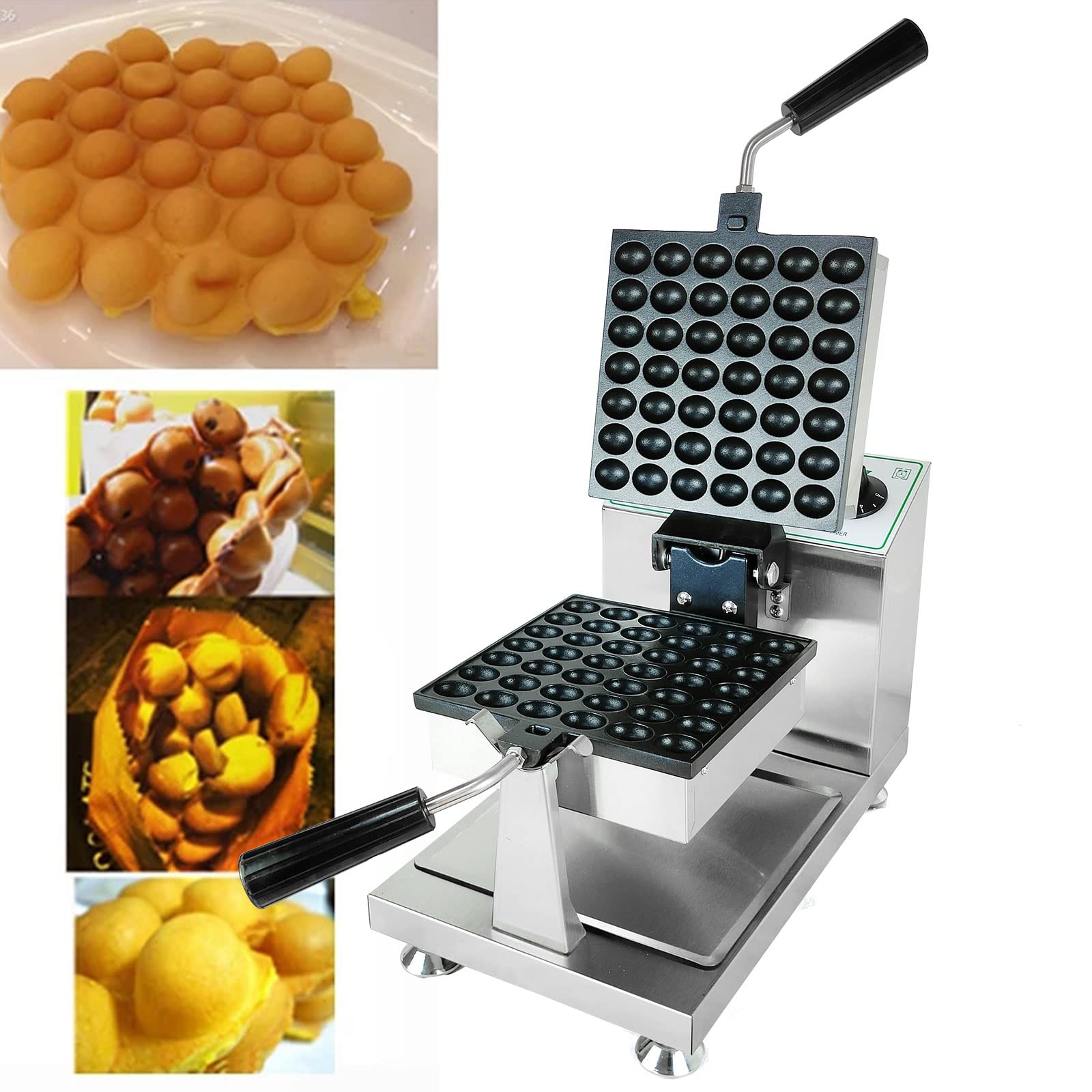 1200W Commercial Bubble Waffle Maker Machine - Non-Stick Electric Egg Waffle Maker with Adjustable Temperature & Timer Control - Perfect for Home, Cafes, and Dessert Shops - Make Delicious Hong Kong Style Bubble Waffles Easily