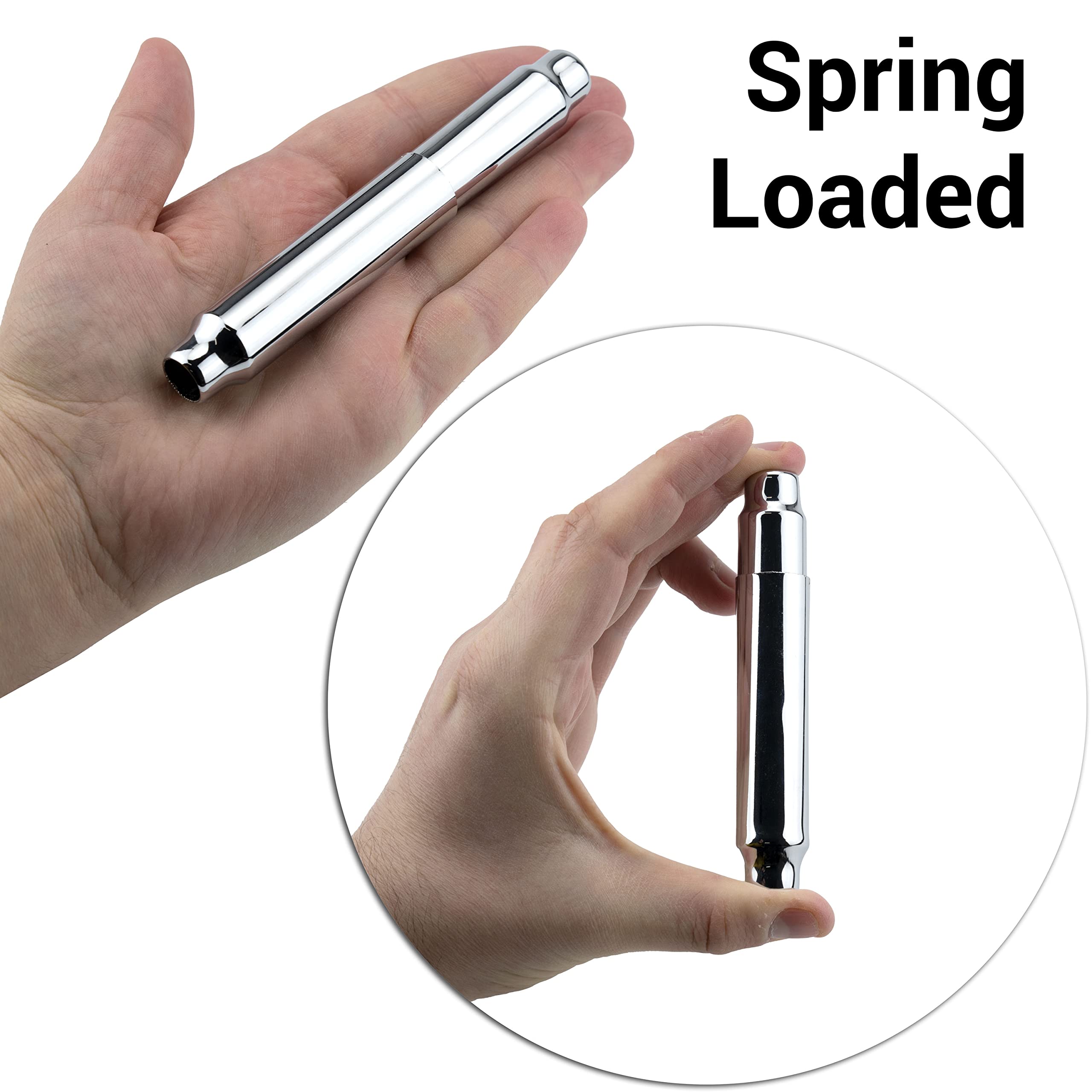 Stainless Steel Spring Loaded Toilet Paper Holder Replacement Rod - Chrome Plated Bathroom Tissue Roller for Home, RV & Office Use