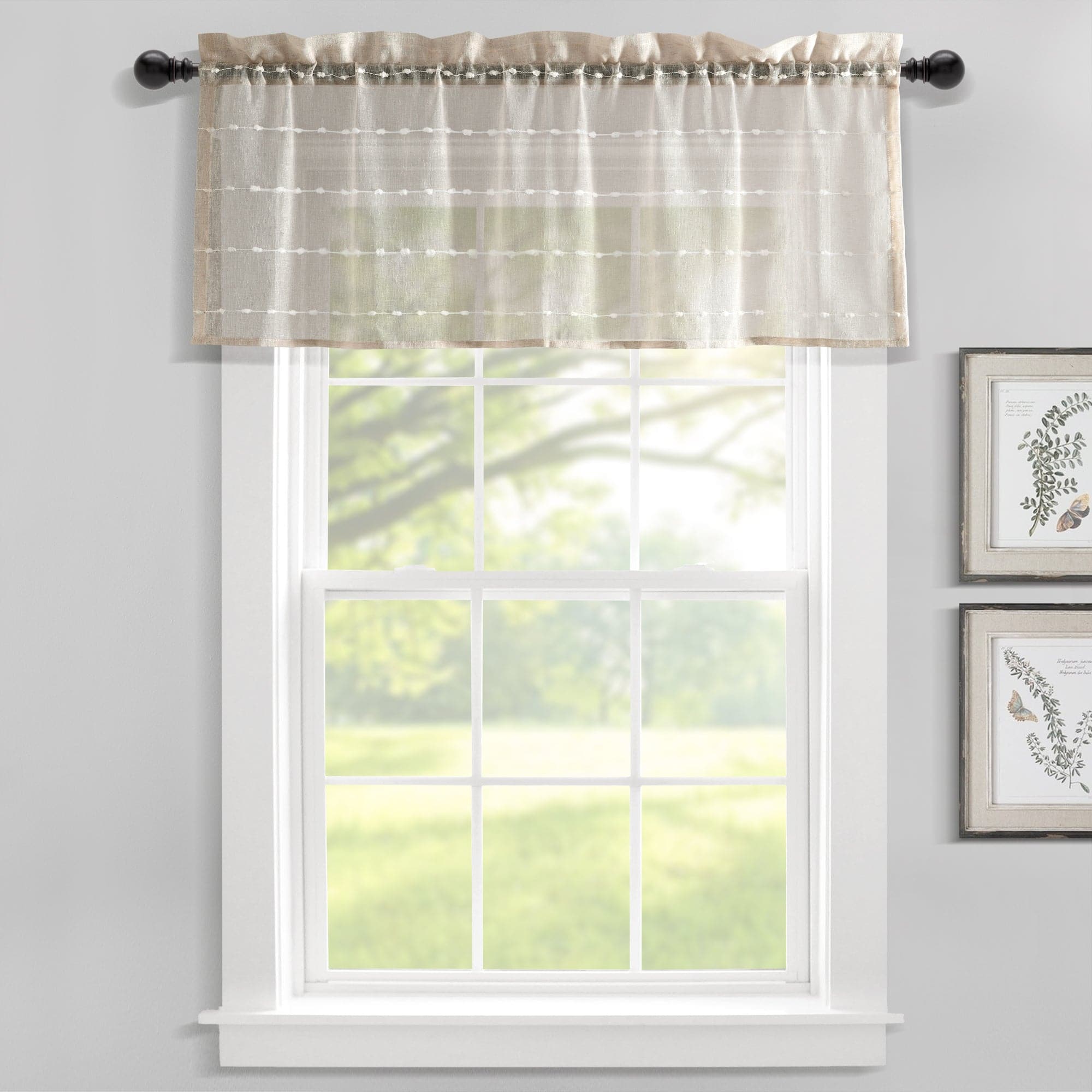 Farmhouse Style Textured Sheer Window Valance - Rustic Curtain Top for Living Room, Bedroom & Kitchen Decor
