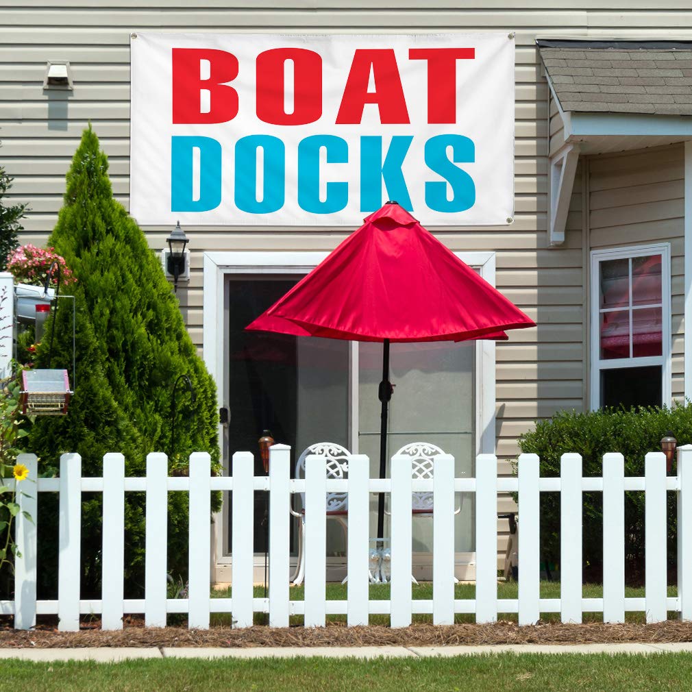 Vinyl Banner - 48x96 Inches, 8 Grommets, Weatherproof for Outdoor Use - Boat Docks, Business Signs, Yard & Industrial Applications - Multiple Sizes Available (Red, Blue) - Perfect for Outdoor Advertising, Events & Marine Use