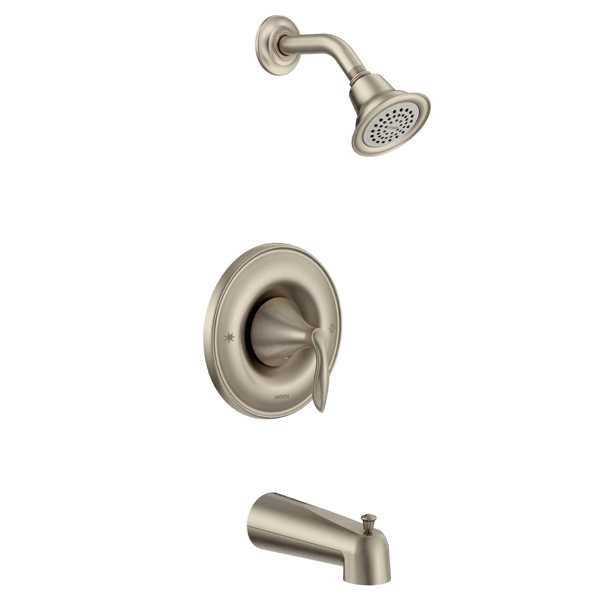 Moen Eva Brushed Nickel Posi-Temp Tub and Shower Trim Kit without Valve (Model T2133EPBN) - Perfect for Bathroom Renovation & Modern Home Upgrade