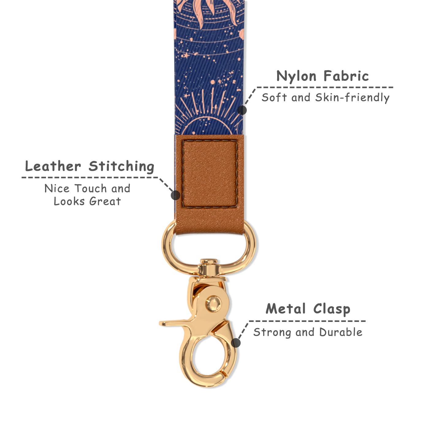 Stylish Wrist Lanyard Keychain for Women & Men - Secure Holder for Car Keys, ID Badges, Cards, Wallet & Phone - Perfect for Work, Travel & Everyday Use