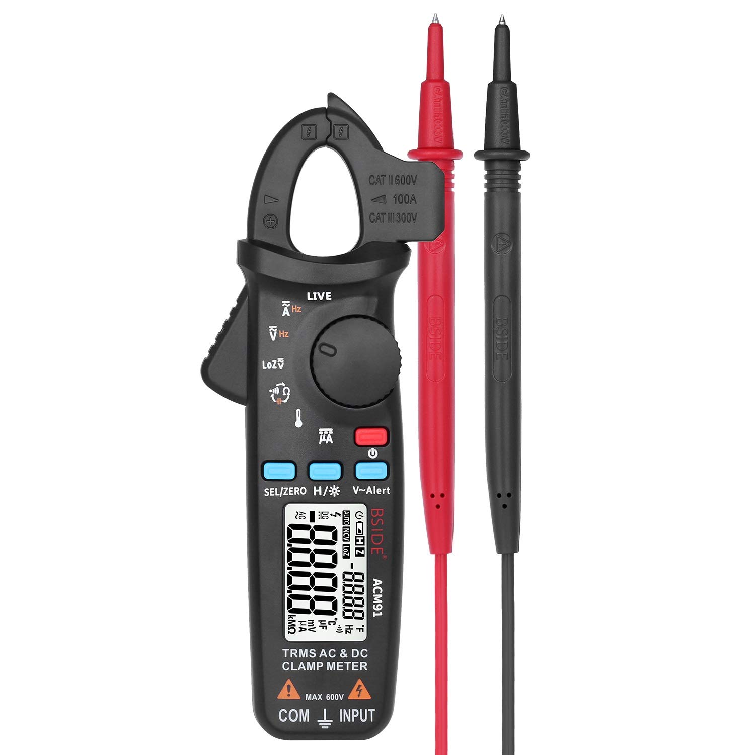 **ACM91 Digital Clamp Meter 6000 Counts TRMS Auto-Ranging AC/DC Current Tester with Capacitance, Live Check & V-Alert - Perfect for Electricians, HVAC & DIY Home Electrical Projects**