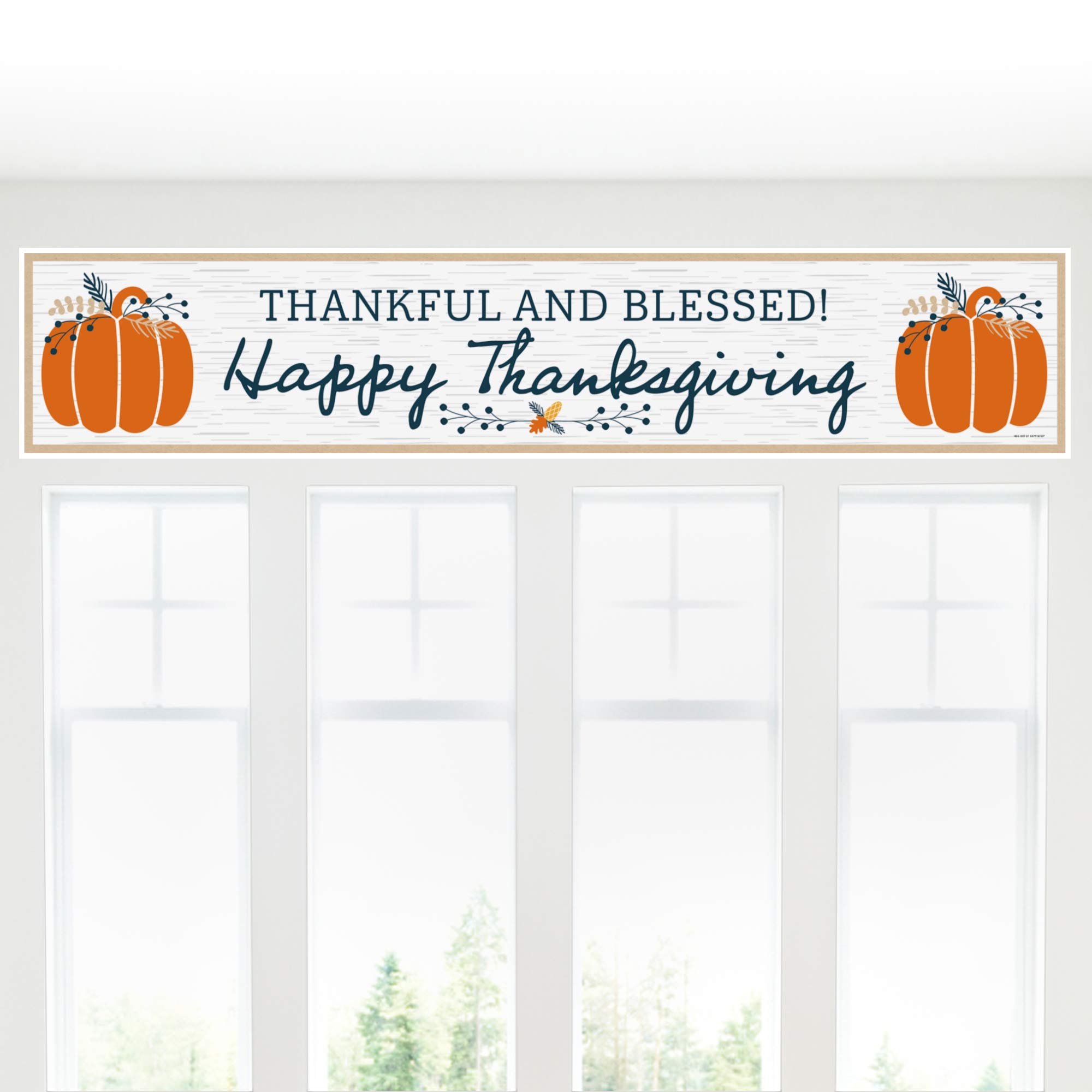 Happy Thanksgiving Party Banner - Big Dot of Happiness Fall Harvest Decorations for Home, Office & Thanksgiving Dinner Decor