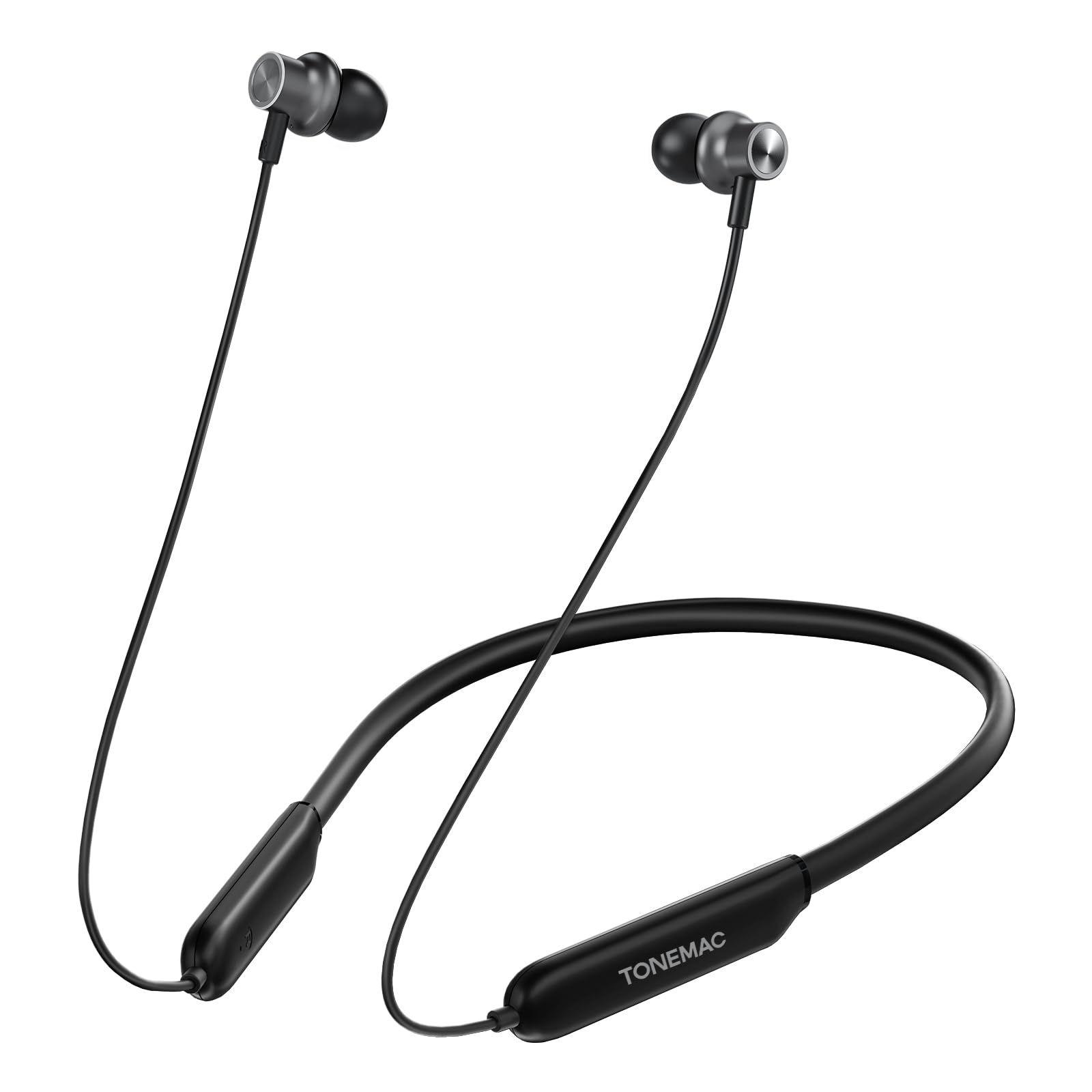 TONEMAC N8 Wireless Bluetooth Earbuds with Magnetic Neckband - 40Hrs Playtime, IPX6 Sweatproof, Deep Bass Stereo Sound | Perfect for Phone Calls, Music, Gym Workouts & Outdoor Sports Activities