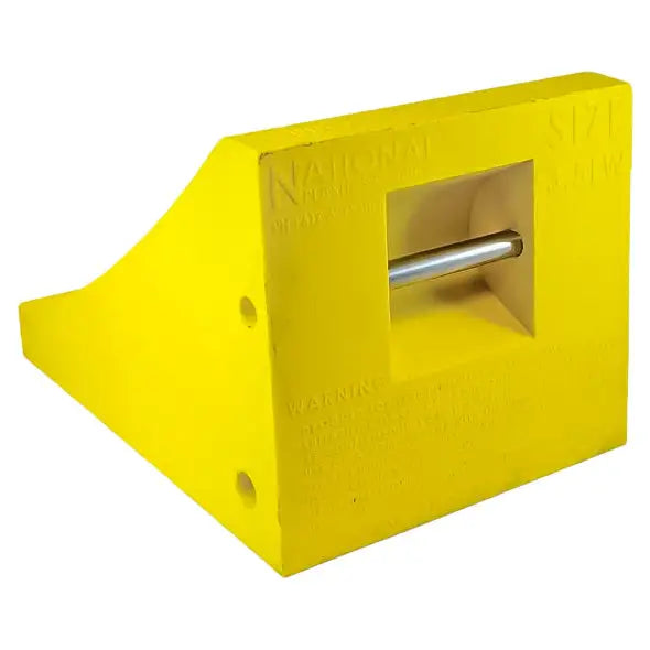 AME Yellow Urethane Wheel Chock for Trucks & Trailers - Heavy Duty 35-70 lbs Capacity - Non-Slip Vehicle Stabilizer for Parking, Loading Docks & RV Storage