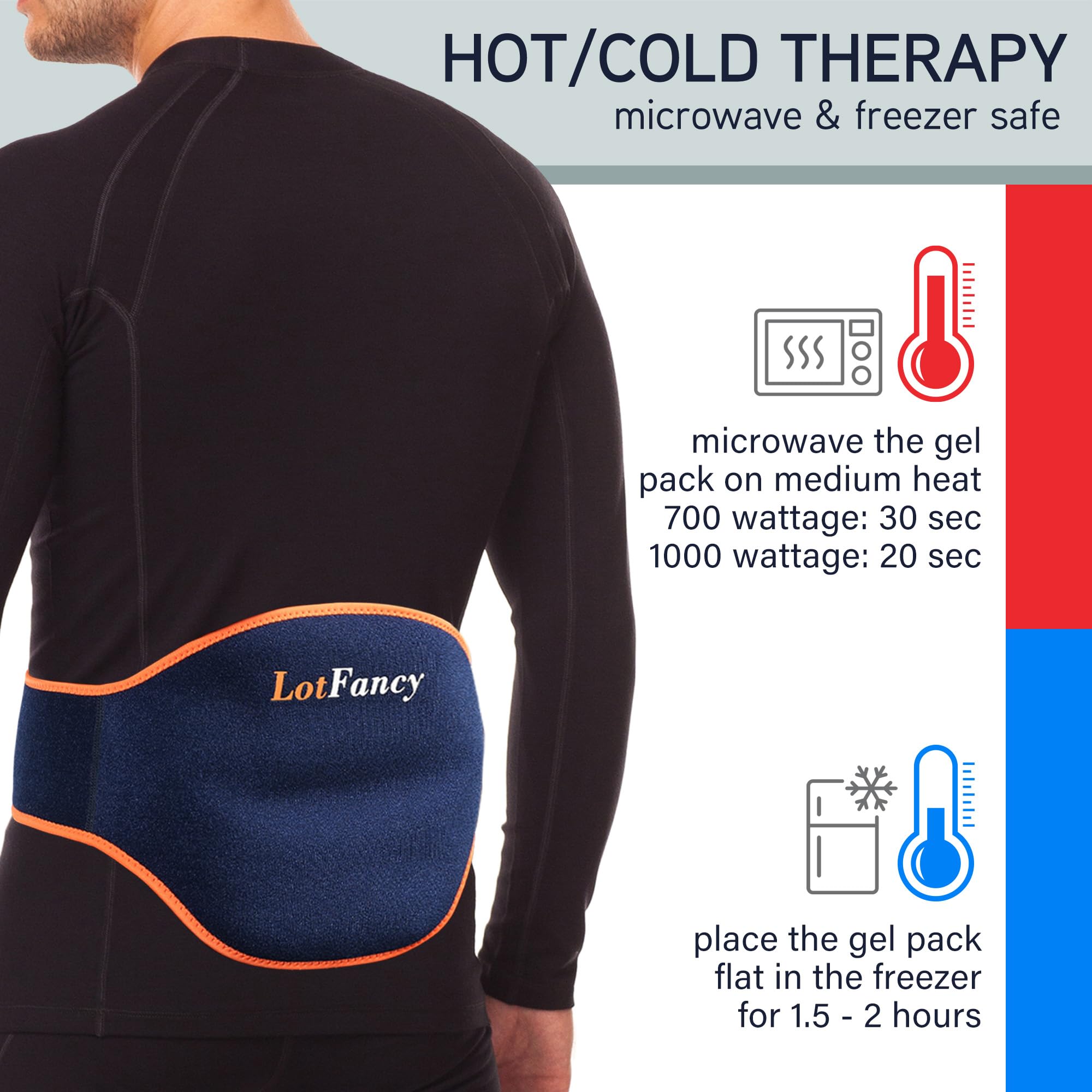 LotFancy Reusable Hot & Cold Therapy Gel Packs (2-Pack) for Back, Hip, Waist & Leg Pain Relief - FSA/HSA Eligible Heating & Cooling Compress for Injury Recovery, Post-Workout & Chronic Pain Management