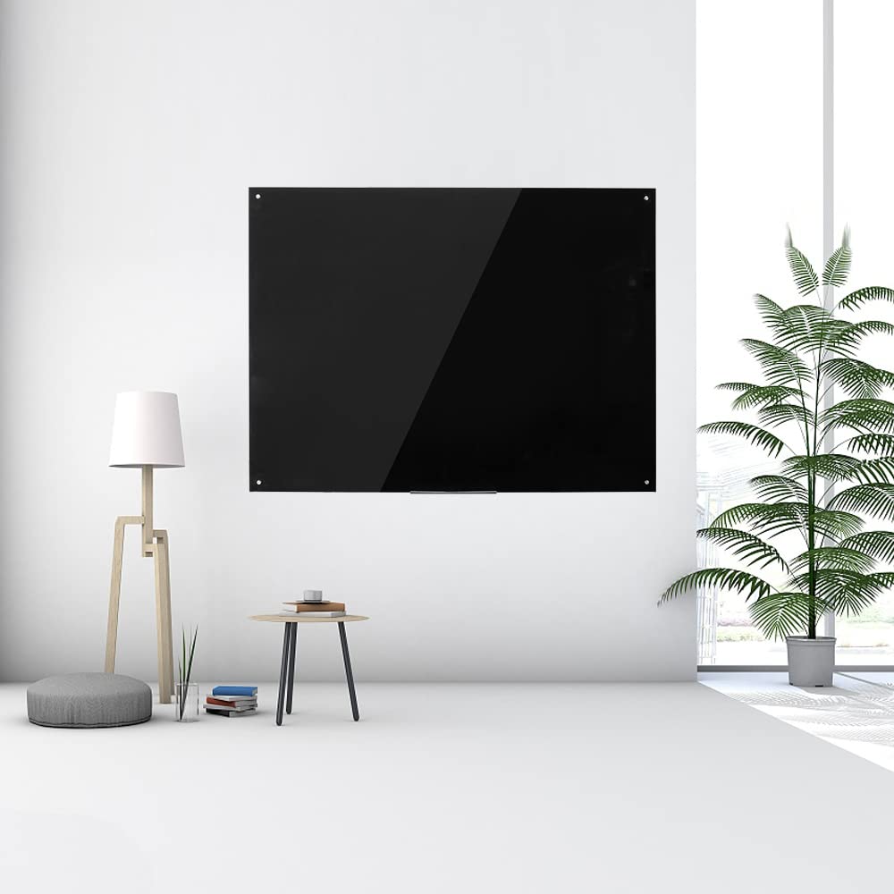 Frameless Black Tempered Glass Dry Erase Board 60